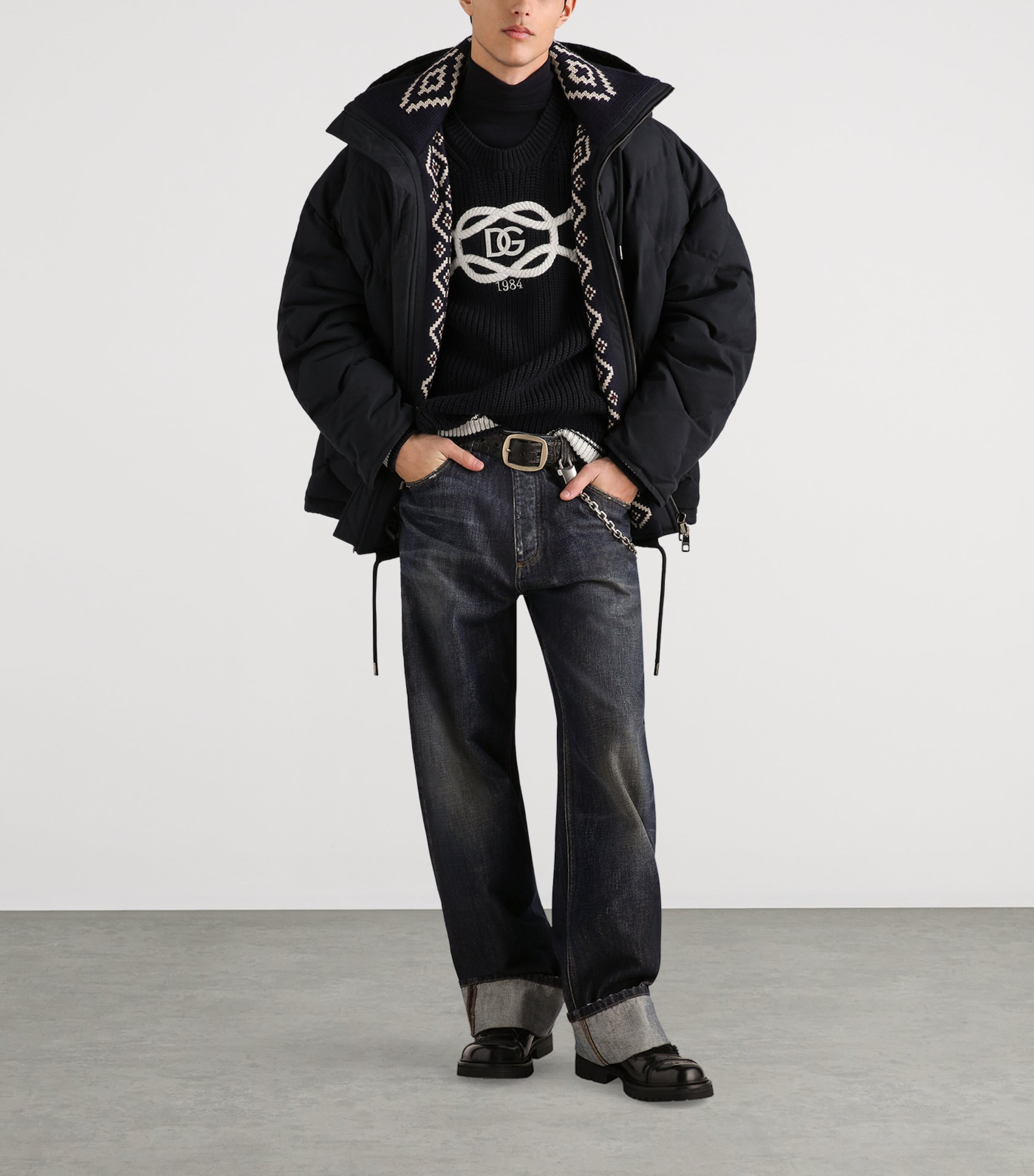 Dolce&Gabbana Mens Quilted Hooded Jacket Very Dark Blue Image 2