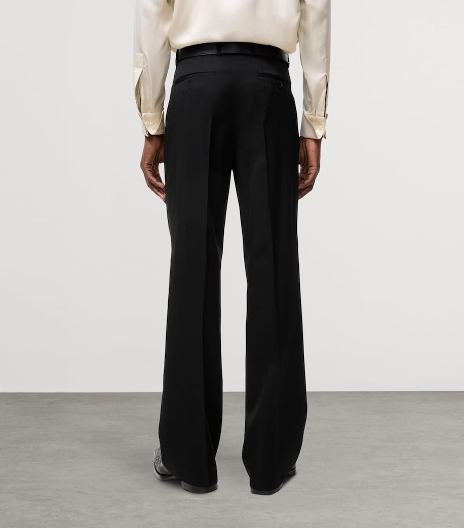 Burberry Mens Wool Grain de Poudre Tailored Trousers Black Stripe Image 3
