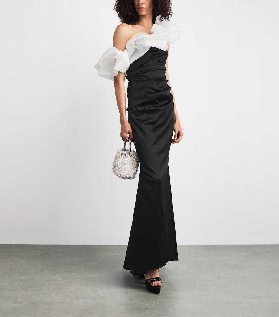 Talbot Runhof Womens One-Shoulder Embellished Gown Black Image 2