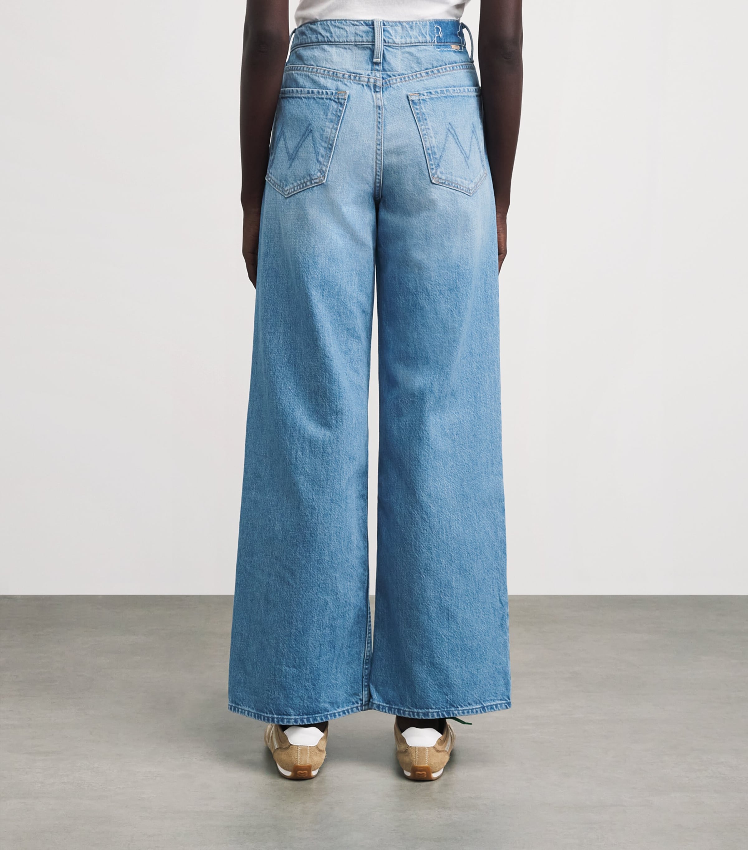 MOTHER Blue The Rerun Zip Sneak Wide-Leg Jeans | Harrods US