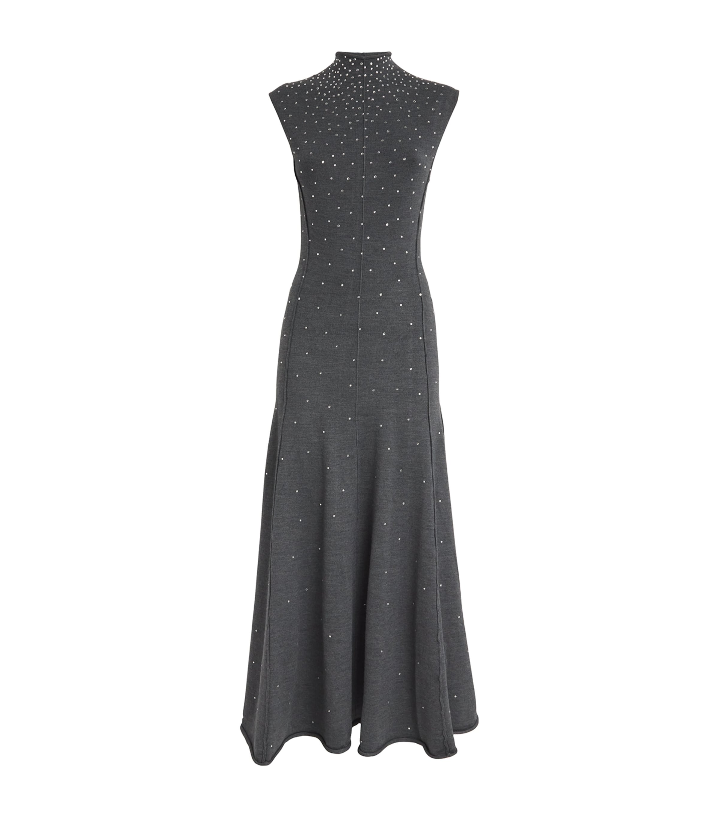 Maje Rhinestone-detail Ristrassy Maxi Dress In Black