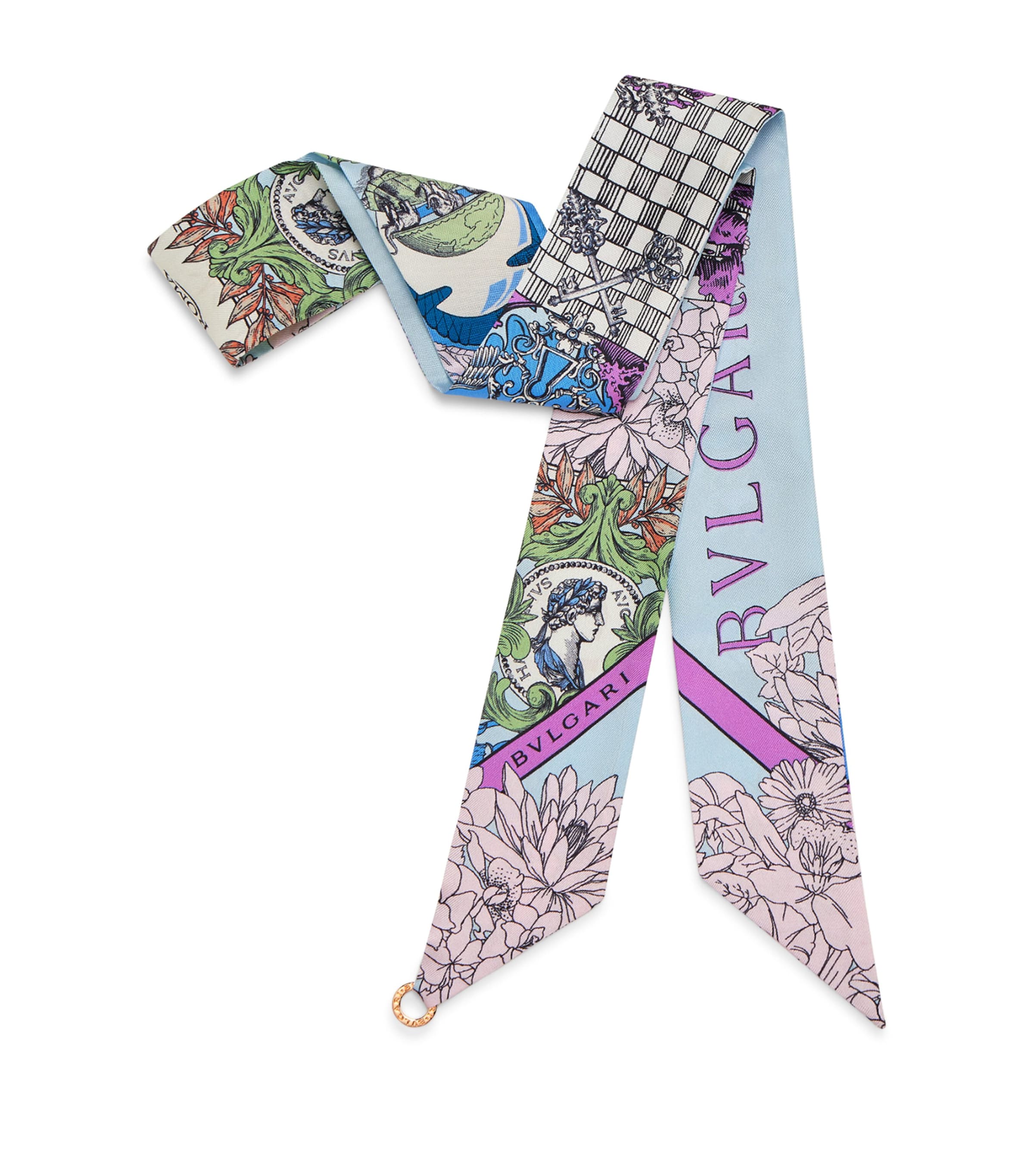 Bvlgari Silk Printed Scarf Blue Medium Image 1
