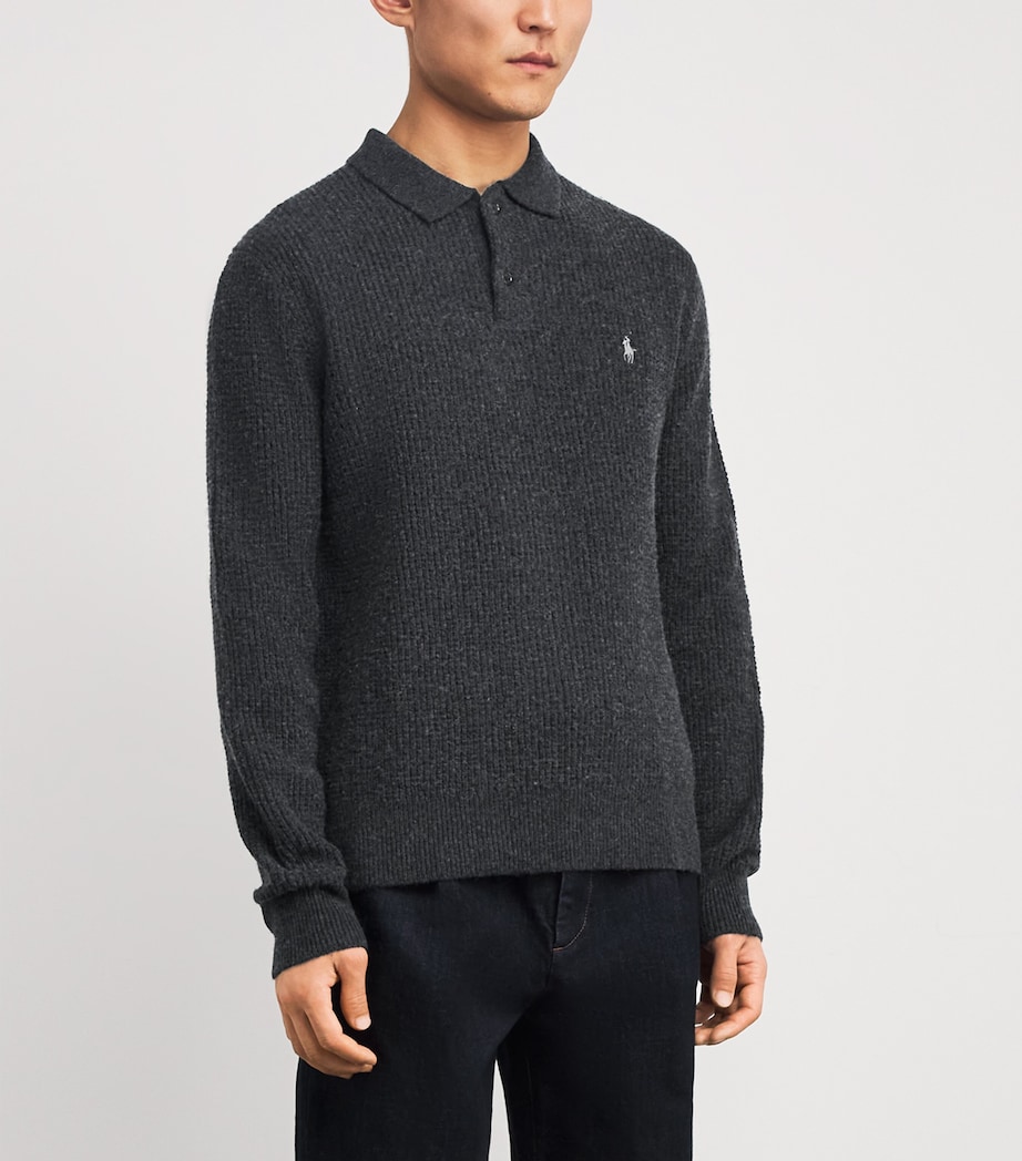Wool-Cotton Polo Sweater DARK GRANITE HEATHER Image 3