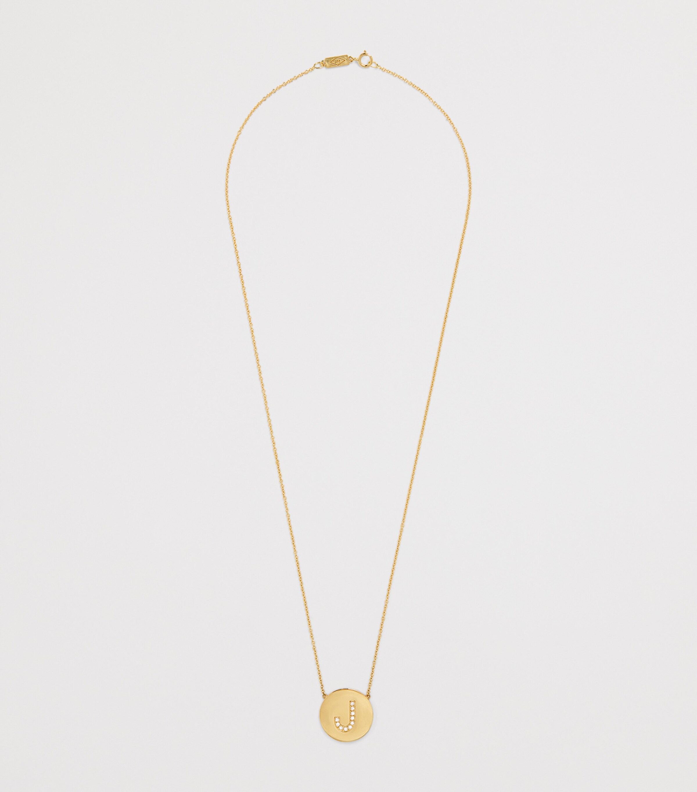 Yellow Gold and Diamond Alphabet J Necklace YELLOW GOLD Image 3