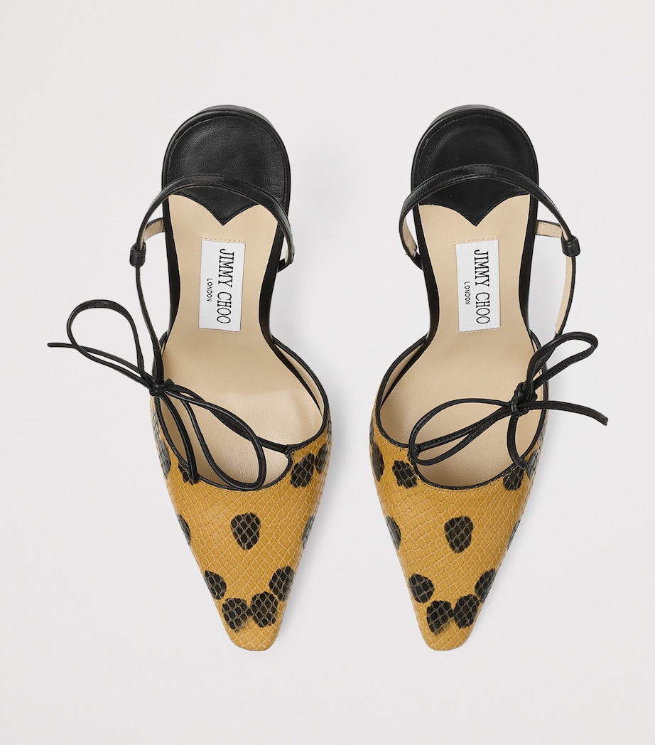 Jimmy Choo Archive Collection: Leather Spotted Heeled Slingbacks Cigar/black Image 2