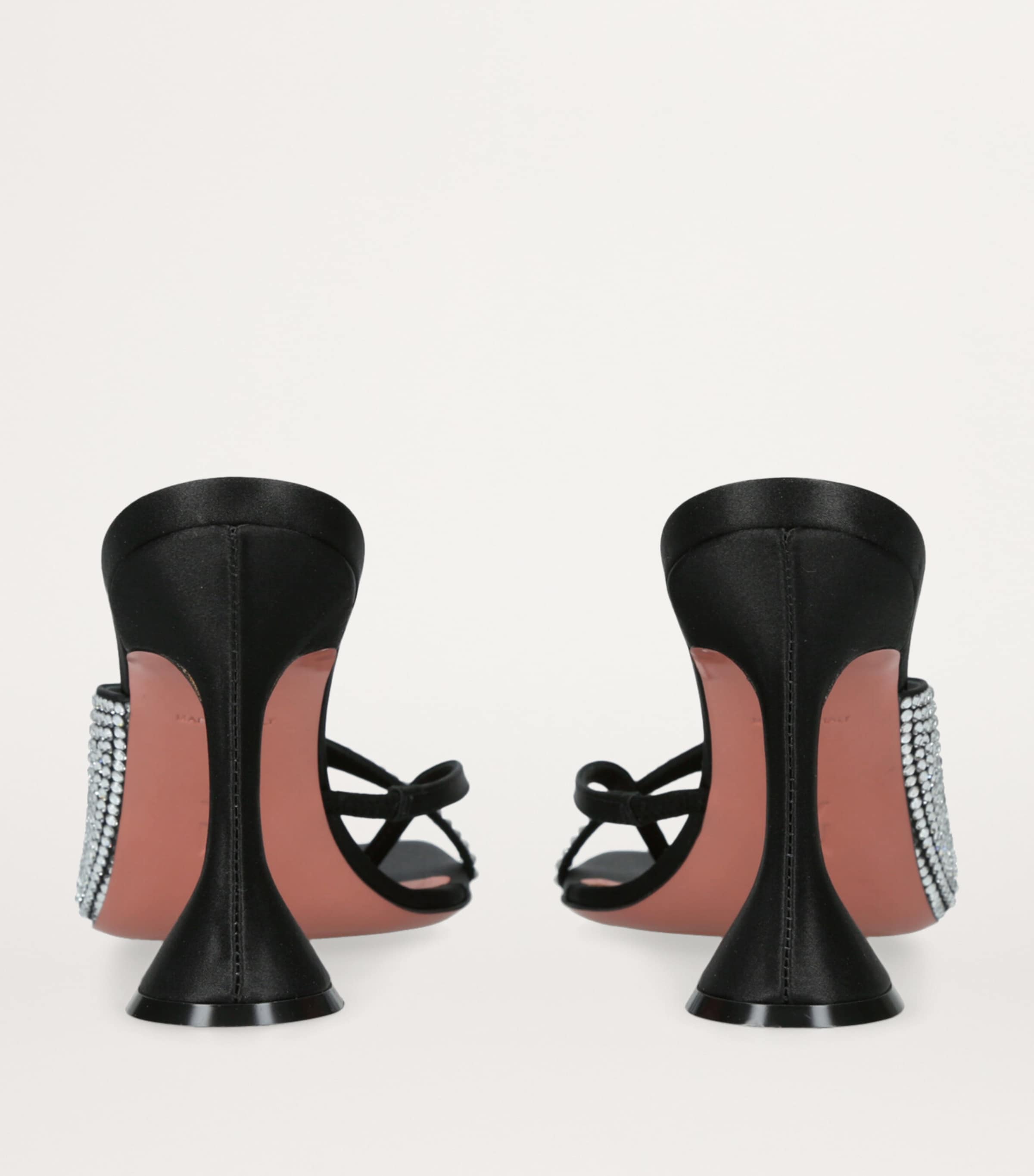 Amina Muaddi Satin Shiona Mules 95 Blk/white Image 2