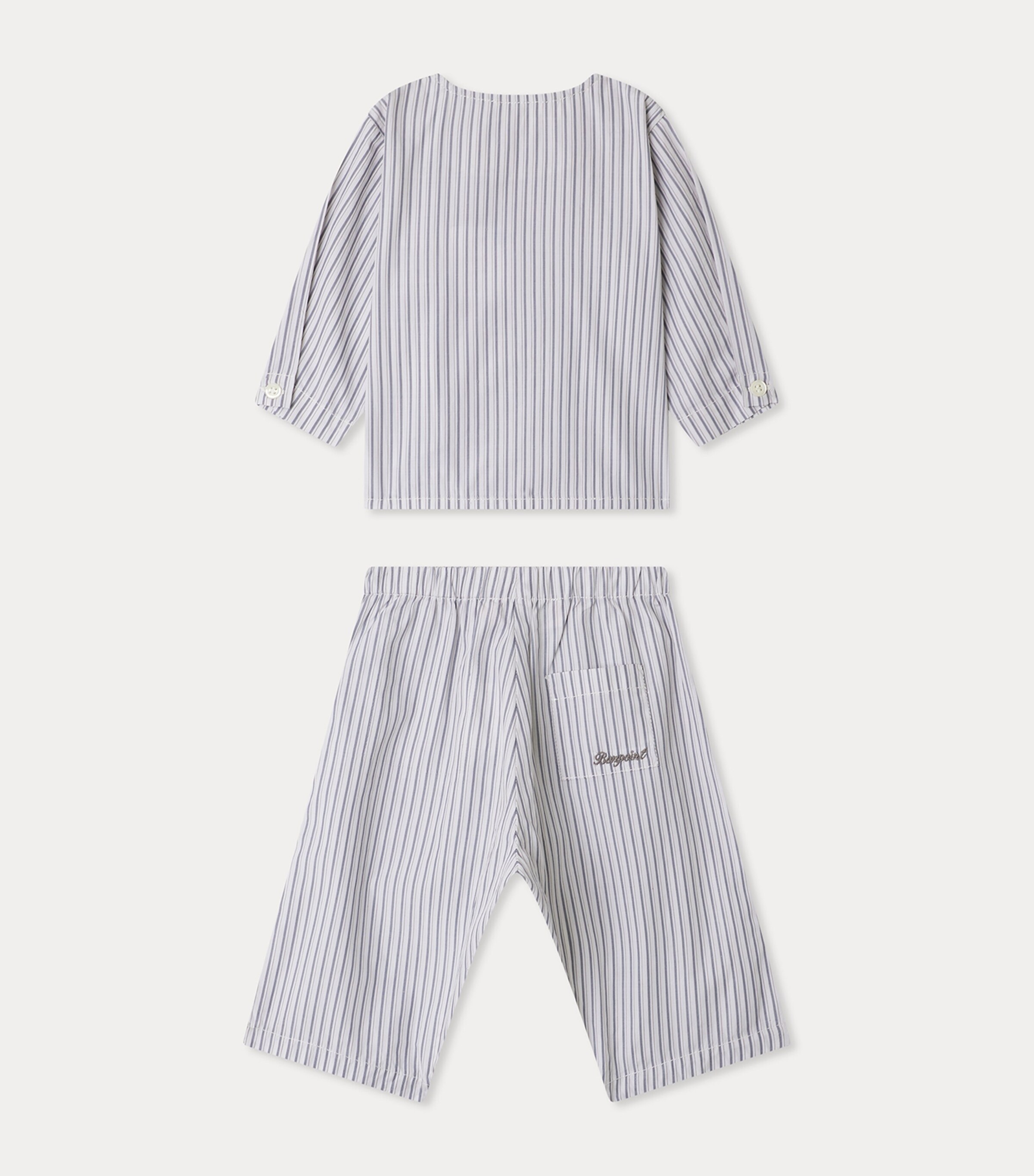 Cotton Top and Trousers Set (1-18 Months) RA BLEU GRIS Image 2