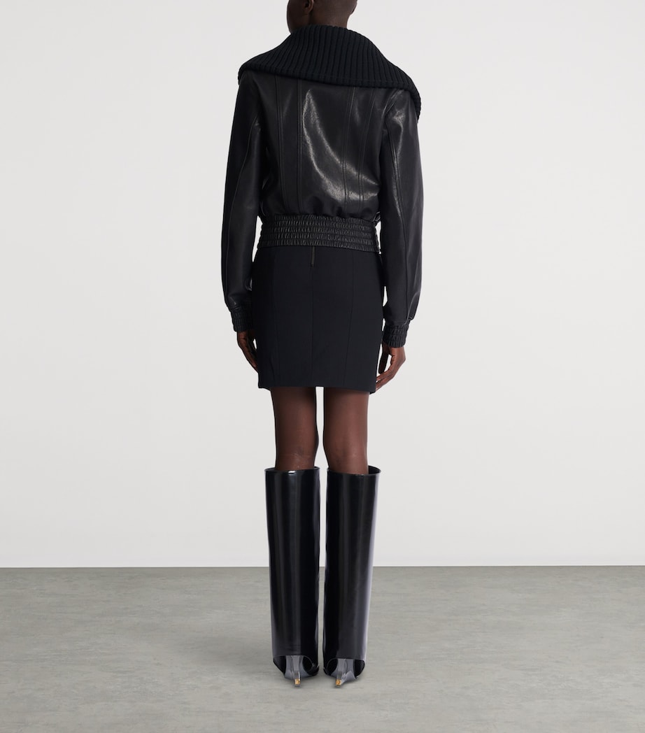 Leather Bomber Jacket 0PA NOIR Image 6