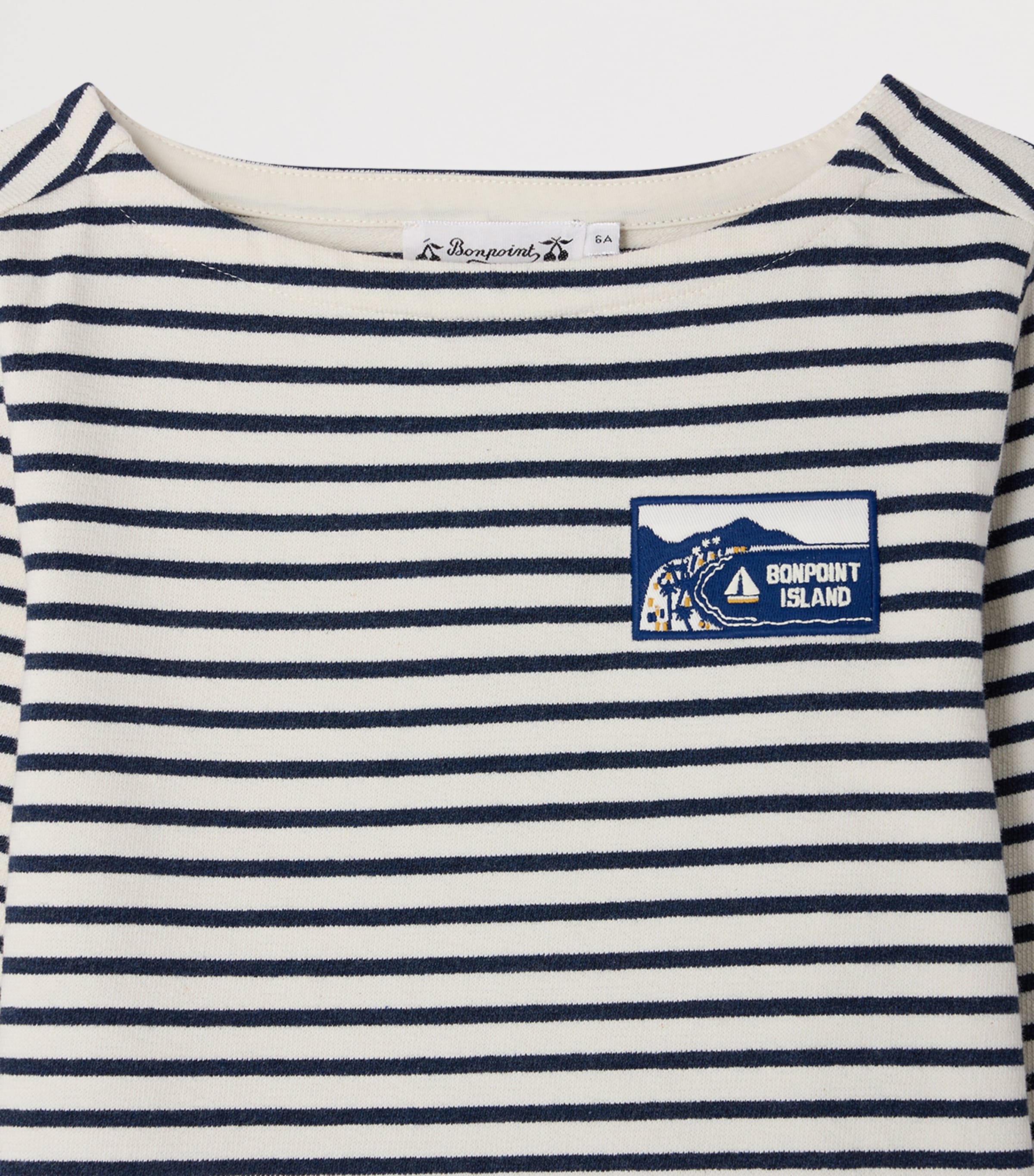 Bonpoint Stripe Baudelaire T-Shirt (10-14 Years) Indigo Image 3