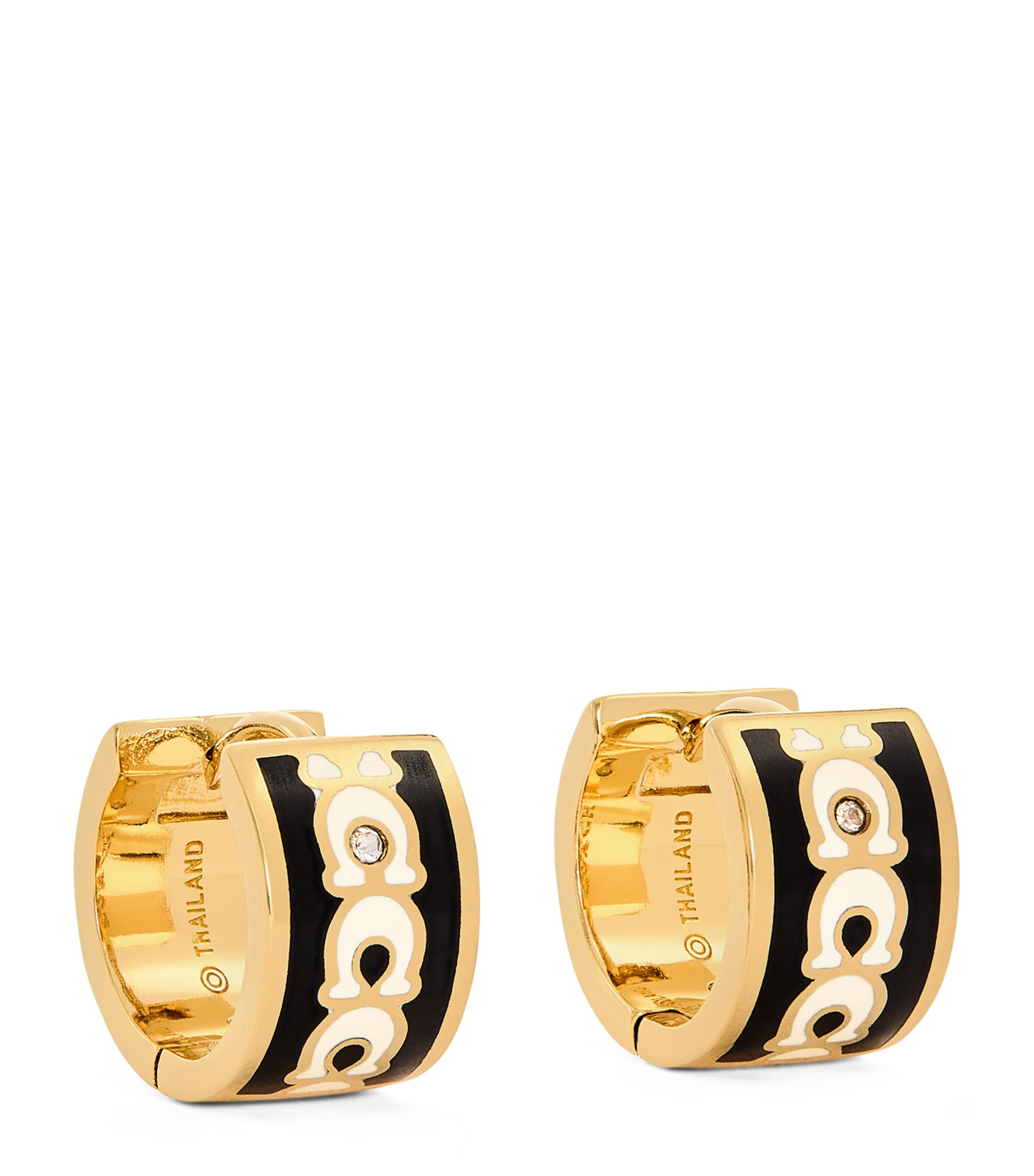 Coach Enamel Signature Hoop Earrings In Gold