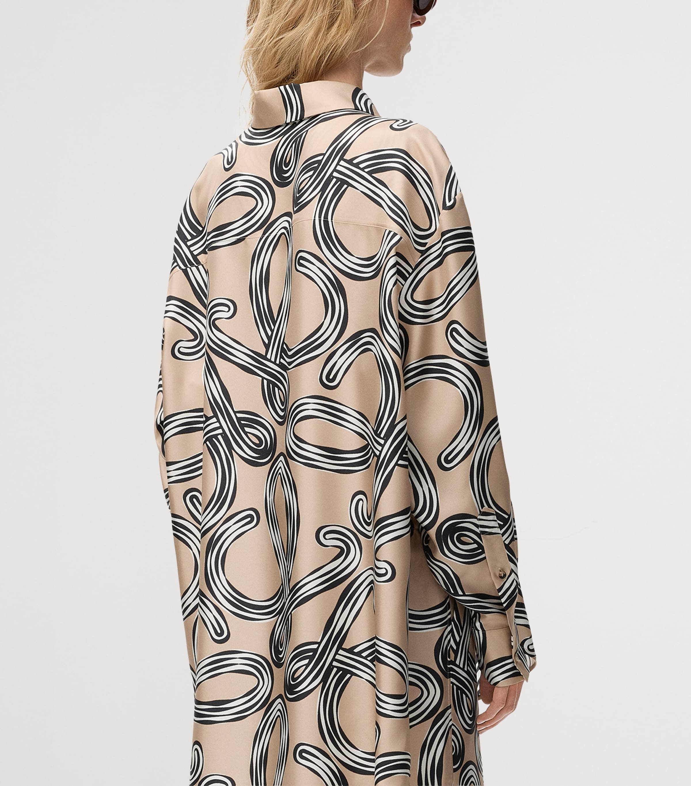 LOEWE Womens x Paula’s Ibiza Silk Oversized Shirt Beige/black Image 4