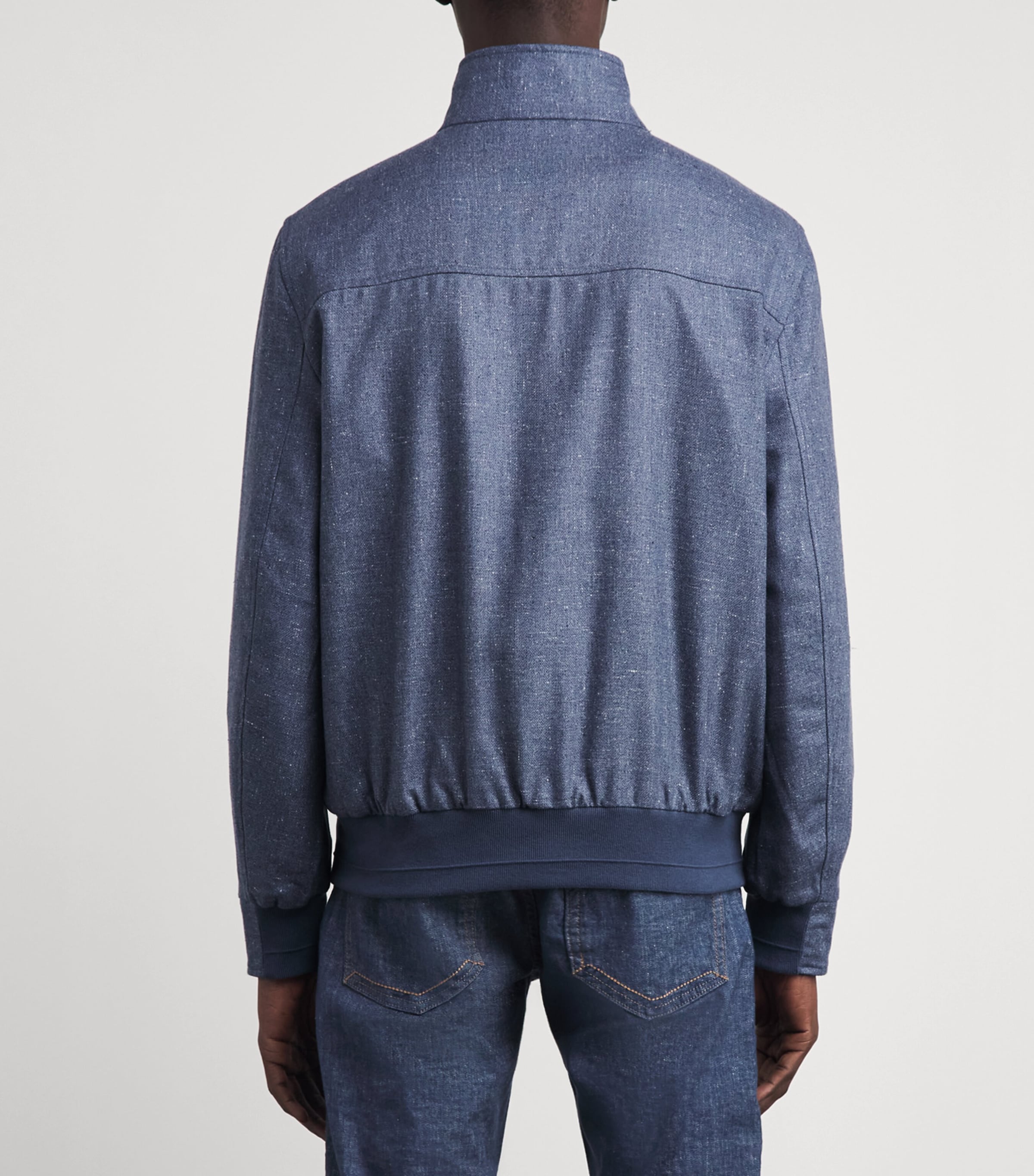 N.Peal Mens Silk-Wool Reversible Jacket Mid Blue Navy Image 5