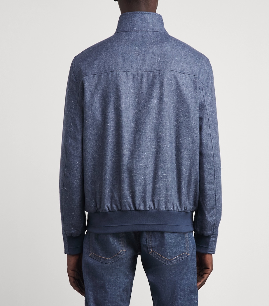 N.Peal Mens Silk-Wool Reversible Jacket Mid Blue Navy Image 5