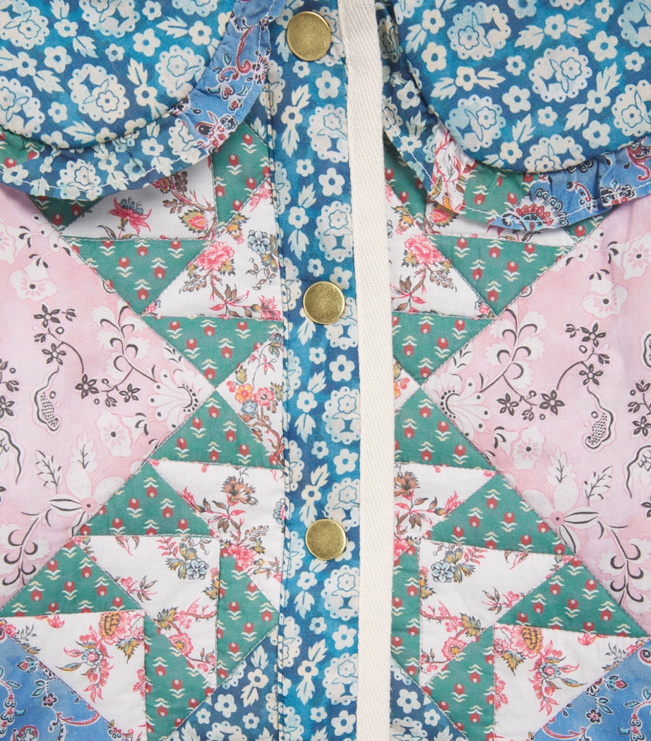 Louise Misha Cotton Quilted Agara Jacket (4-12 Years) Nvy Snwf Flwr Pwork Image 3