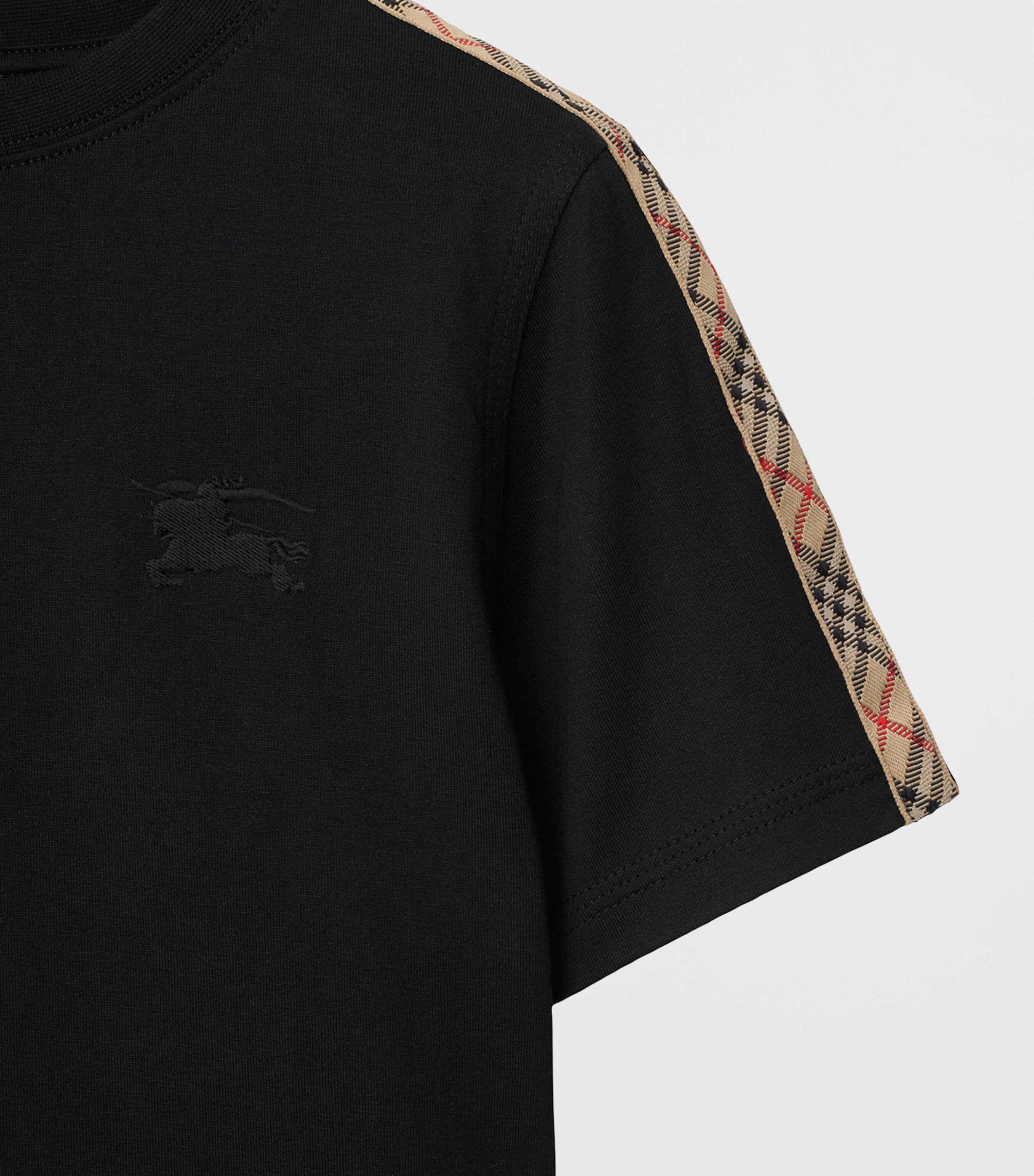 Cotton Check Trim T-Shirt (3-12 Years) BLACK Image 3