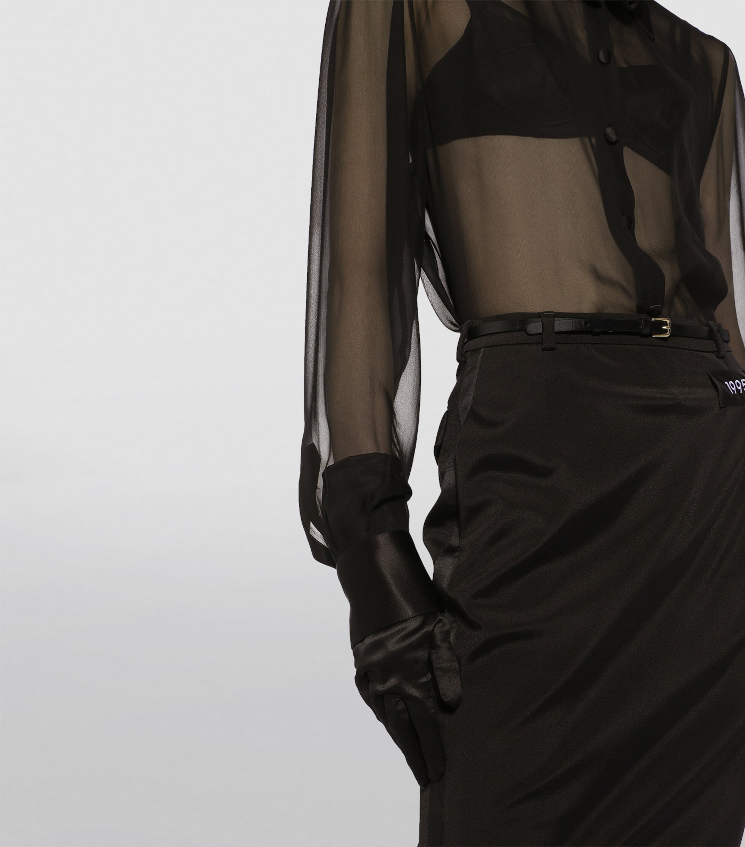 Lace Sheer Shirt N0000-BLACK Image 10