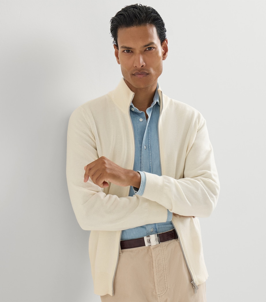 Brunello Cucinelli Mens Cashmere Zip-Up Cardigan Image 4