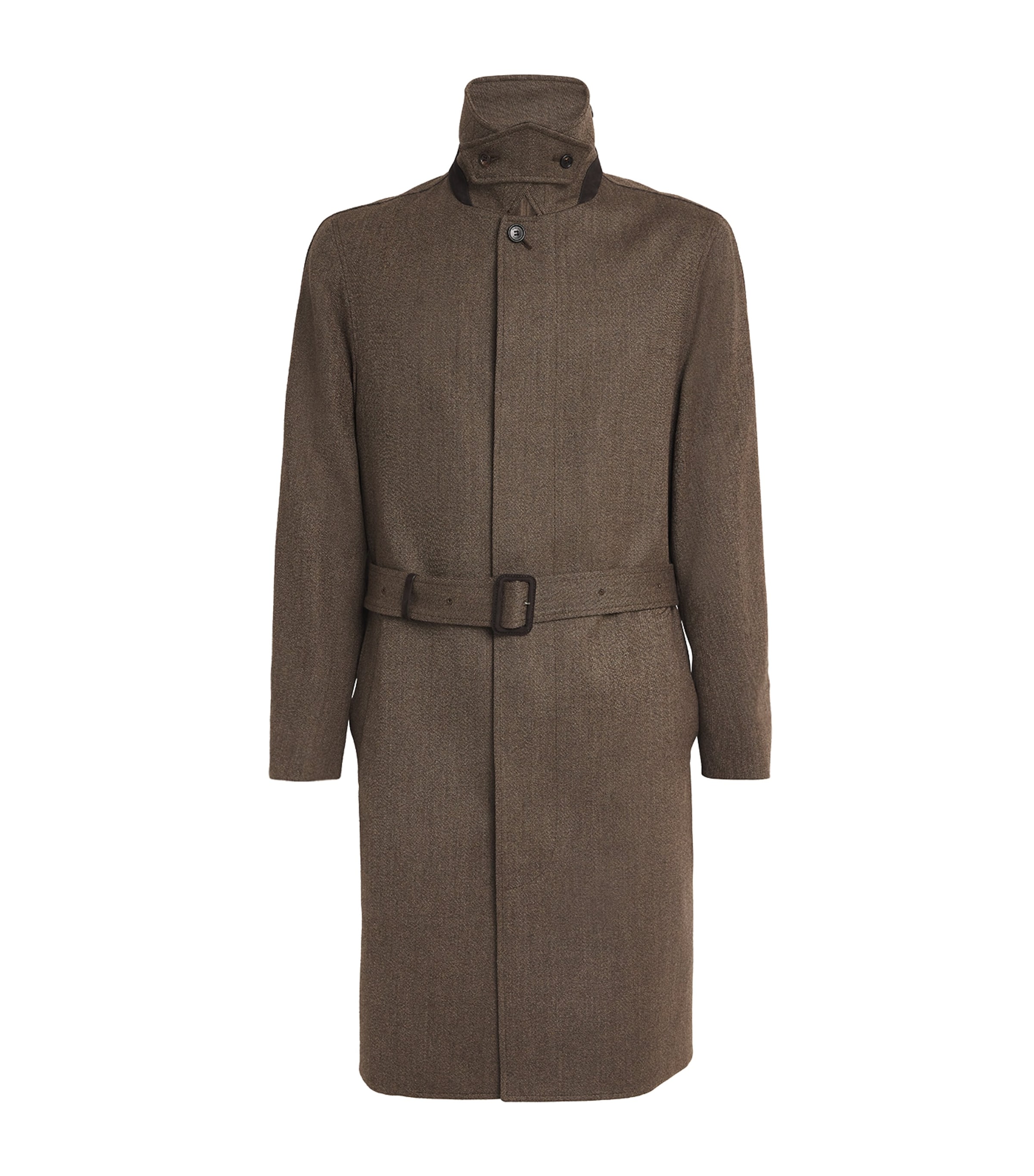 Shop Dunhill Wool Longline Coat In Brown