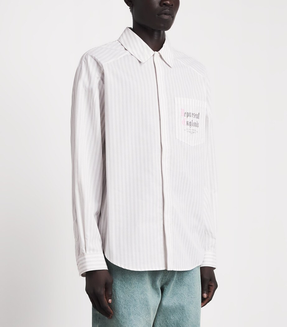 Represent Mens Cotton Pinstripe Shirt Flat White Image 4