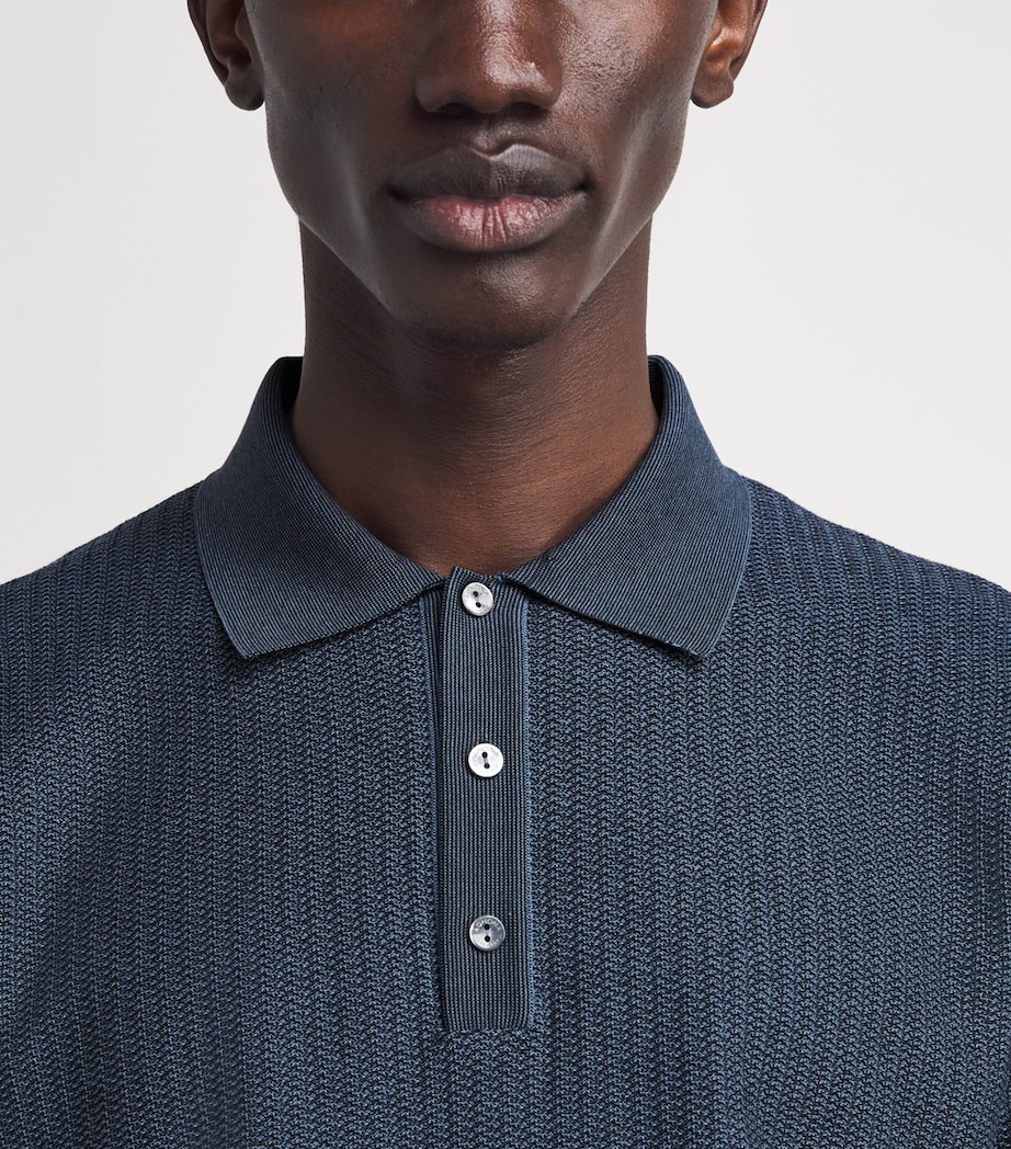 Agnona Mens Cotton-Silk Polo Shirt Light Blue Avio Image 3