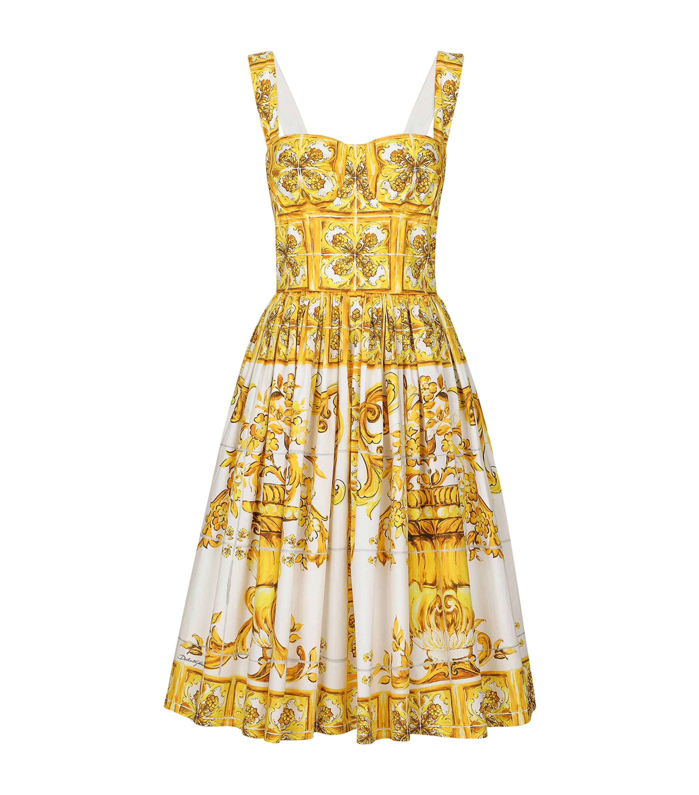 Dolce Gabbana Majolica Print Bustier Dress Harrods UK