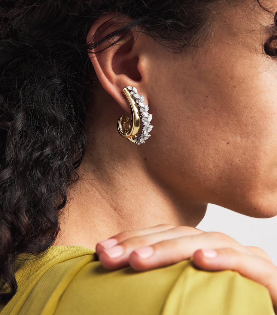 Yeprem Mixed Gold and Diamond Golden Strada Earring Image 4