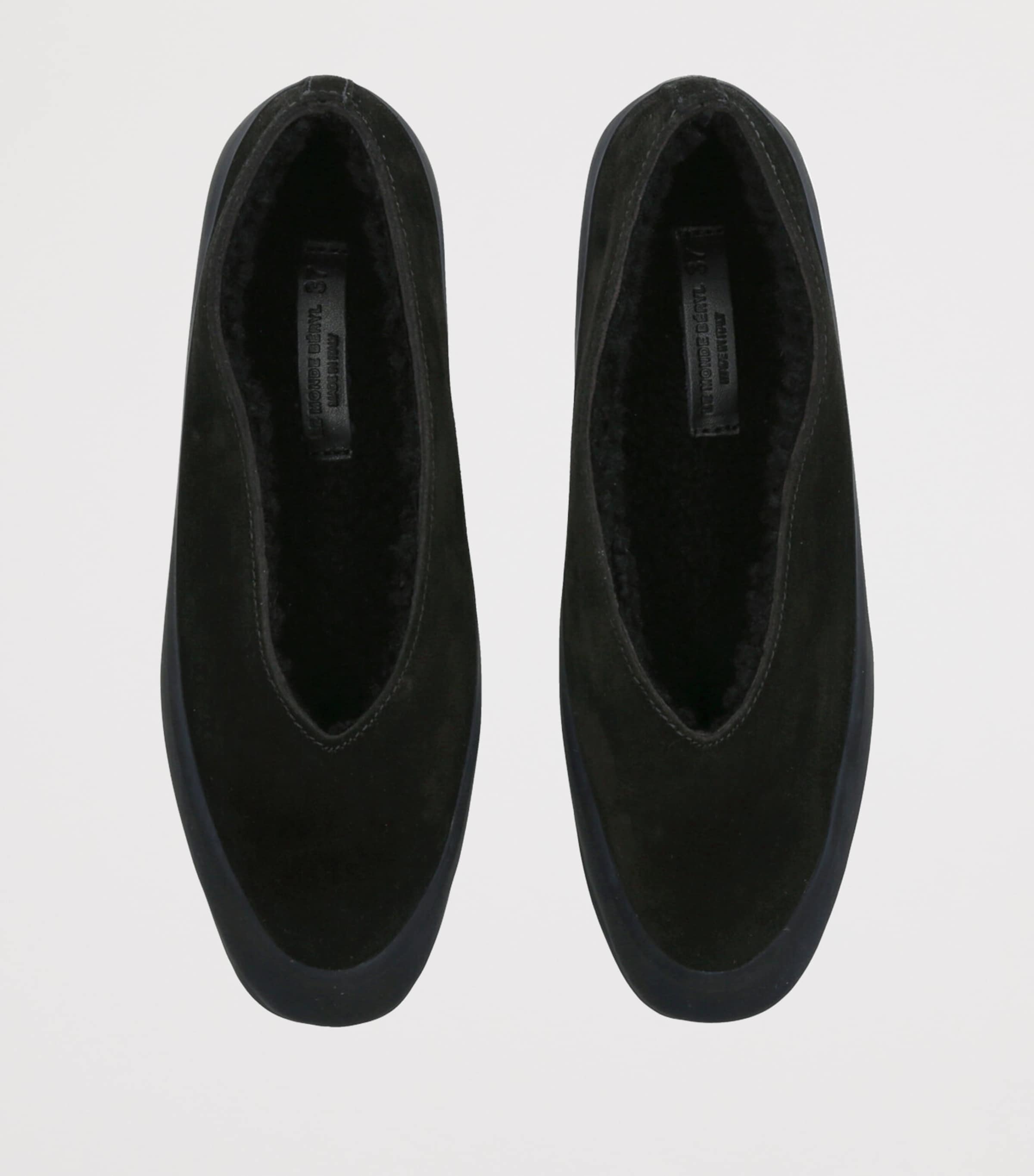 Suede-Shearling Apres Ski Flats BLACK Image 4
