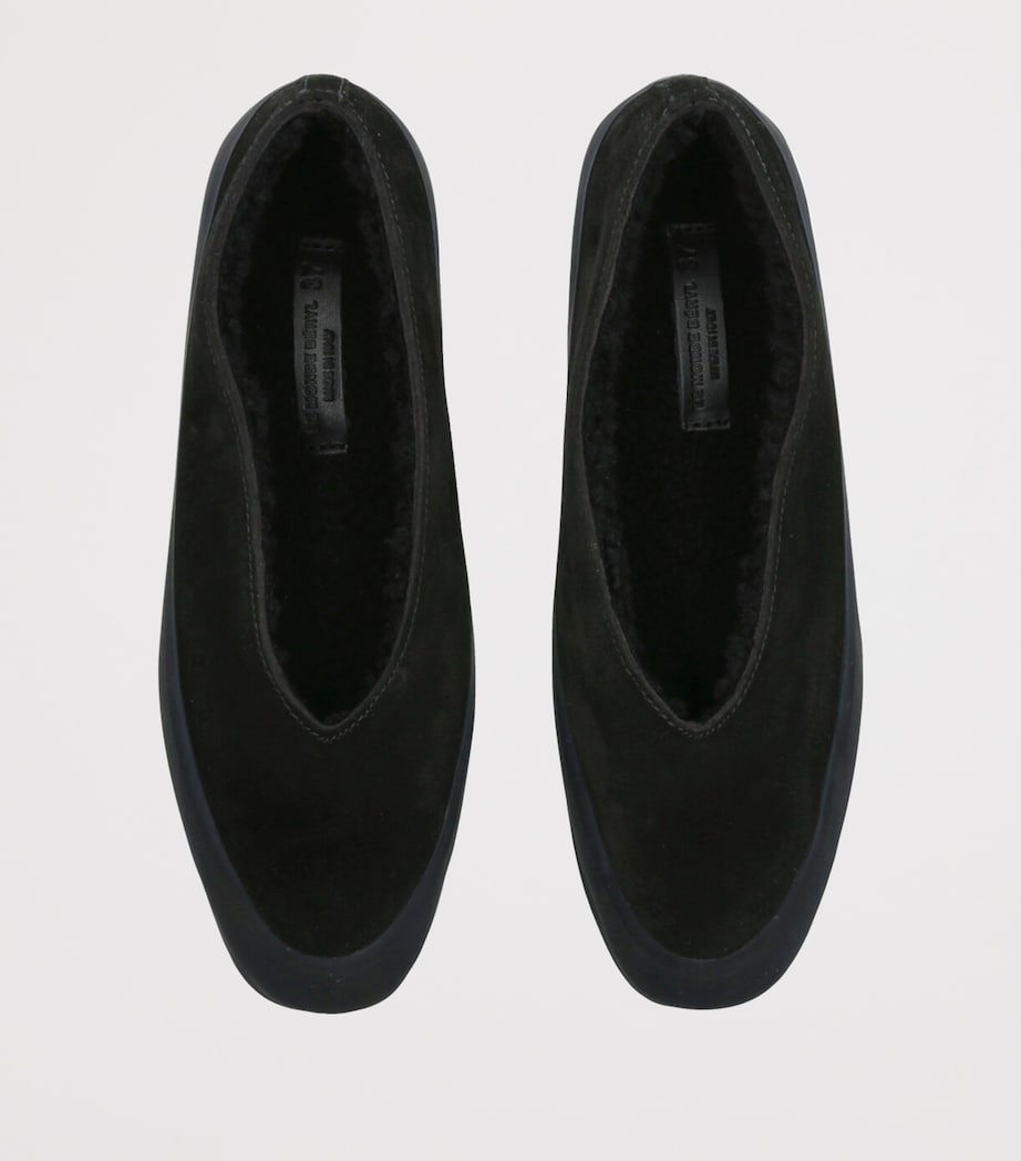 Suede-Shearling Apres Ski Flats BLACK Image 4