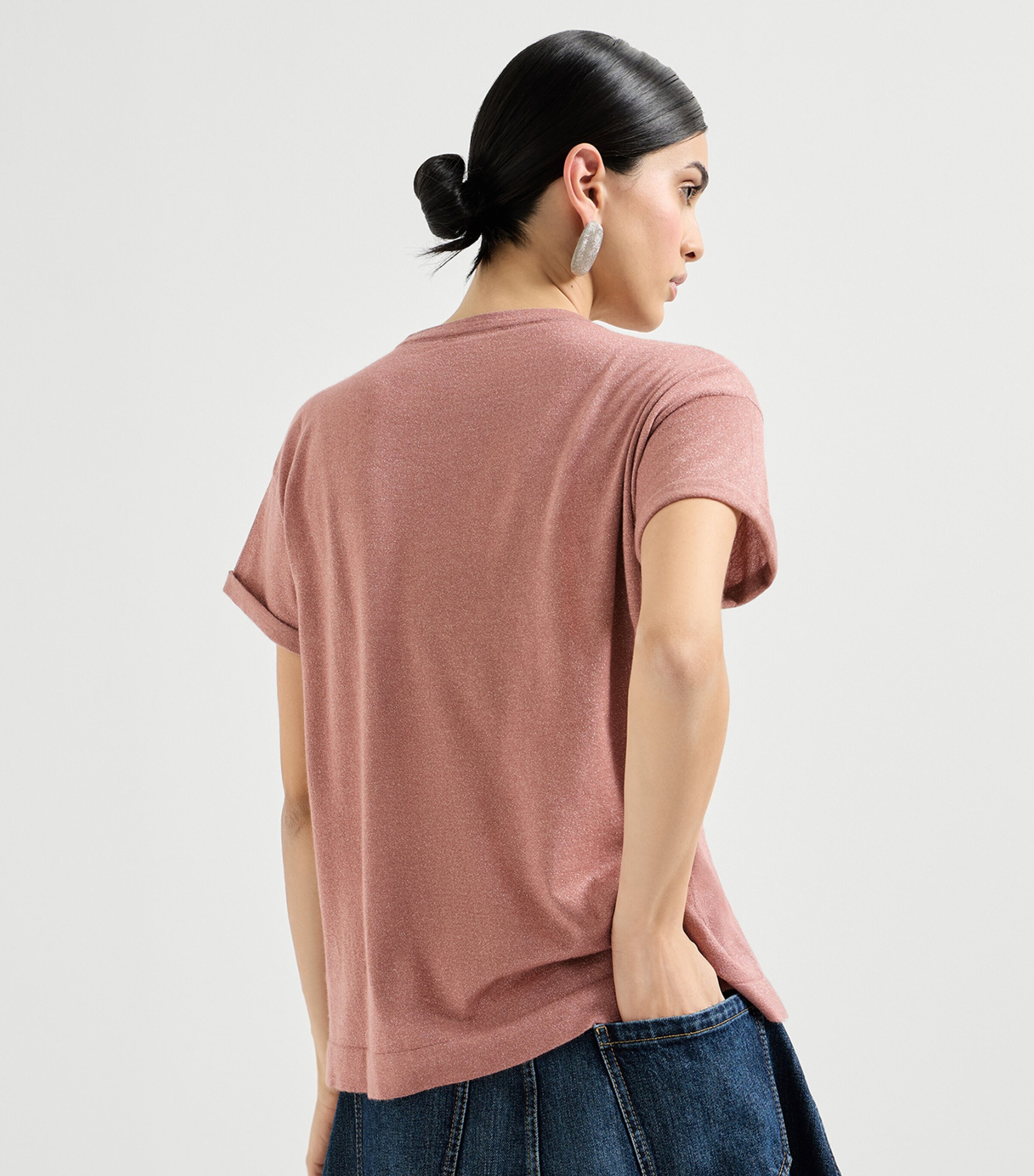 Brunello Cucinelli Womens Cashmere-Blend Sparkling T-Shirt Image 5