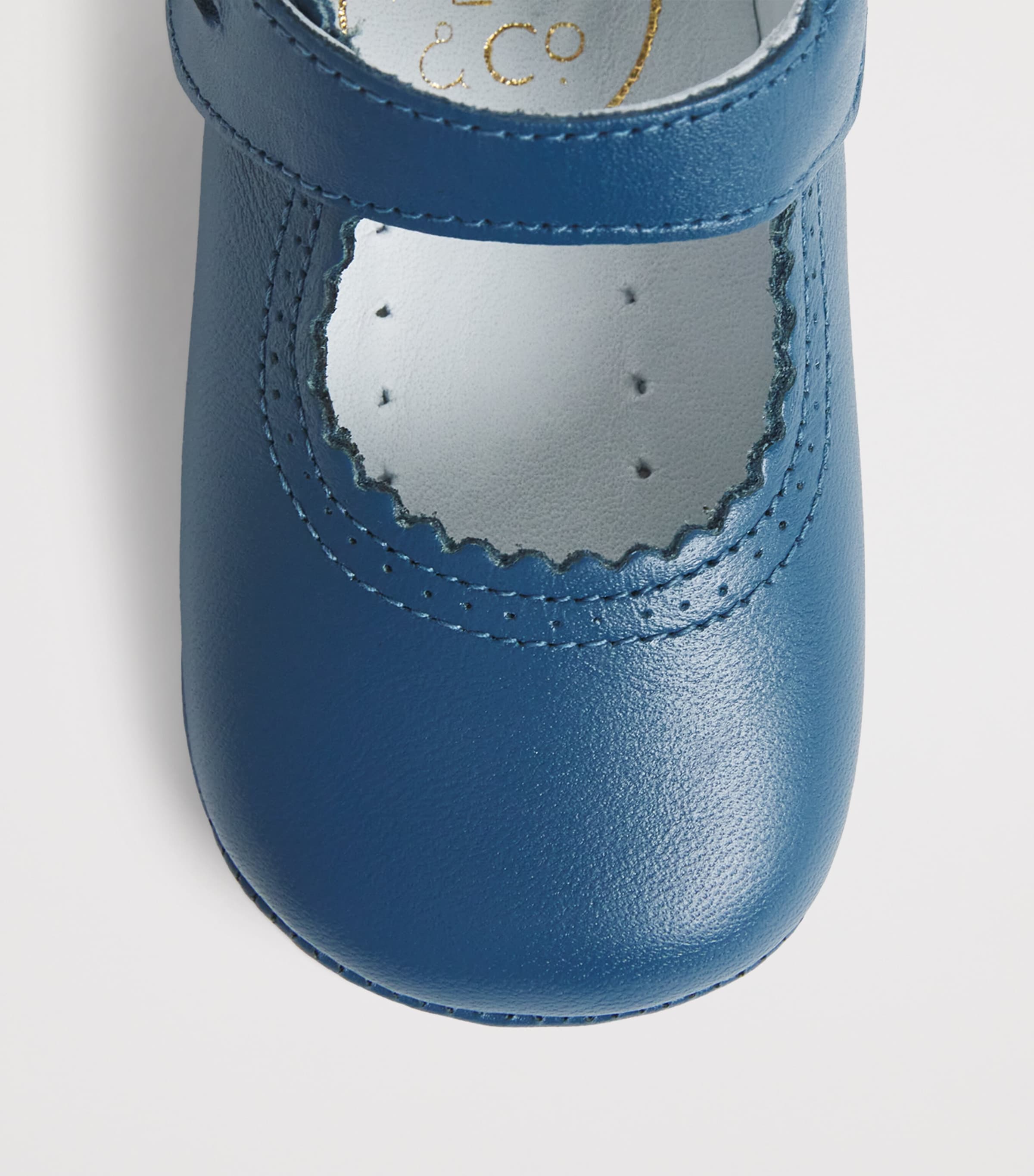 PEPA LONDON Leather Mary Jane Pram Shoes Blue Image 4