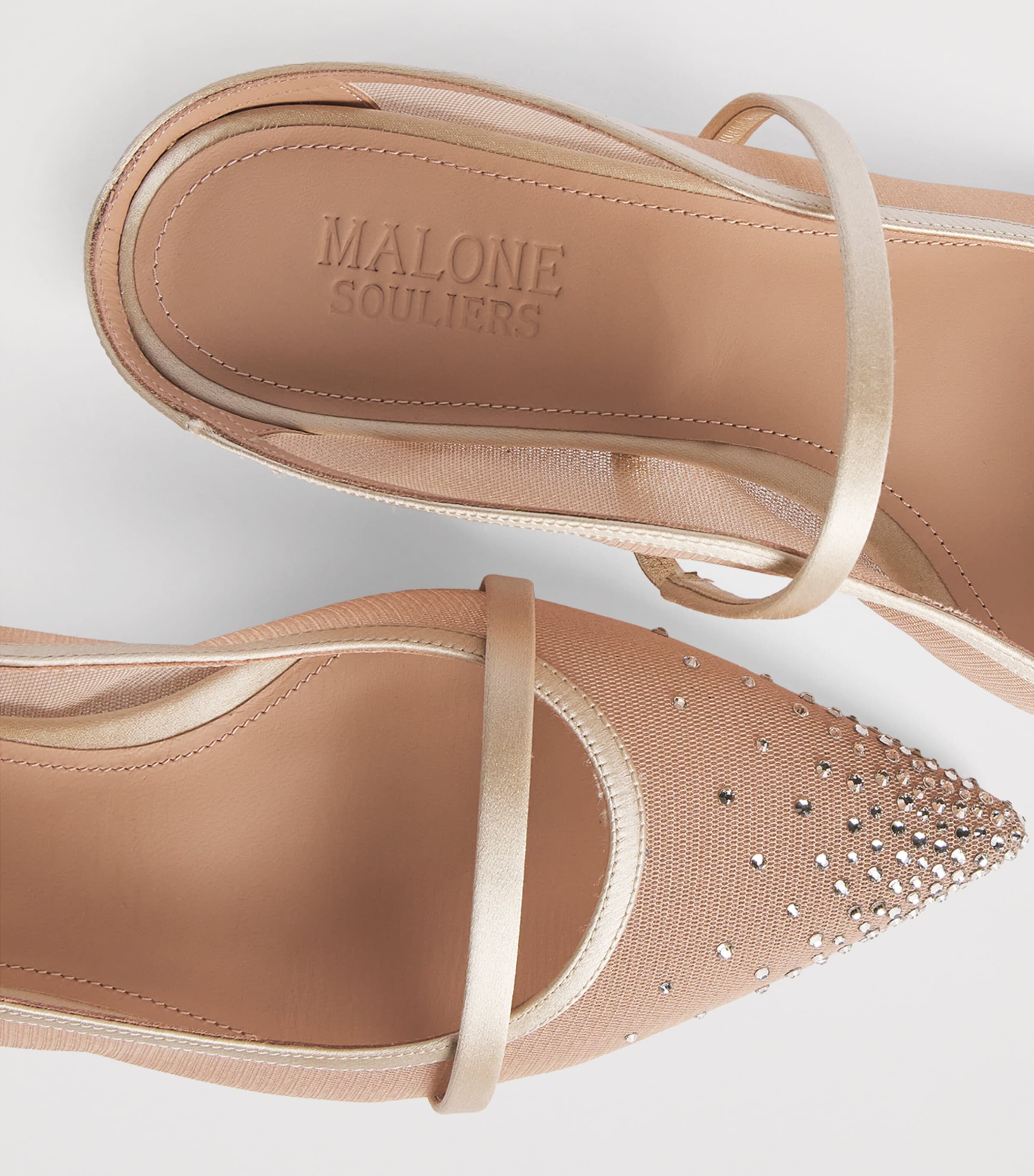 Malone Souliers Embellished Mesh Maureen Mules Beige Image 7