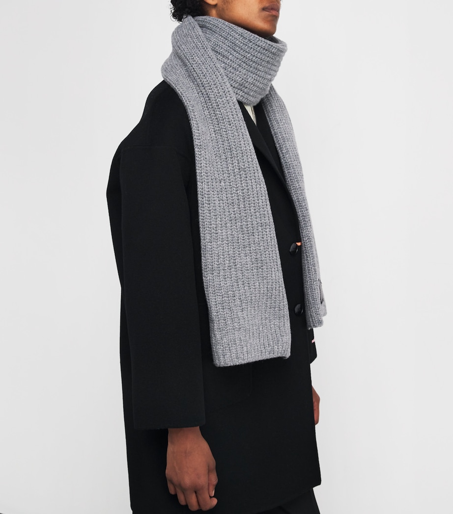 Virgin Wool Knitted Scarf MEDIUM GREY Image 4