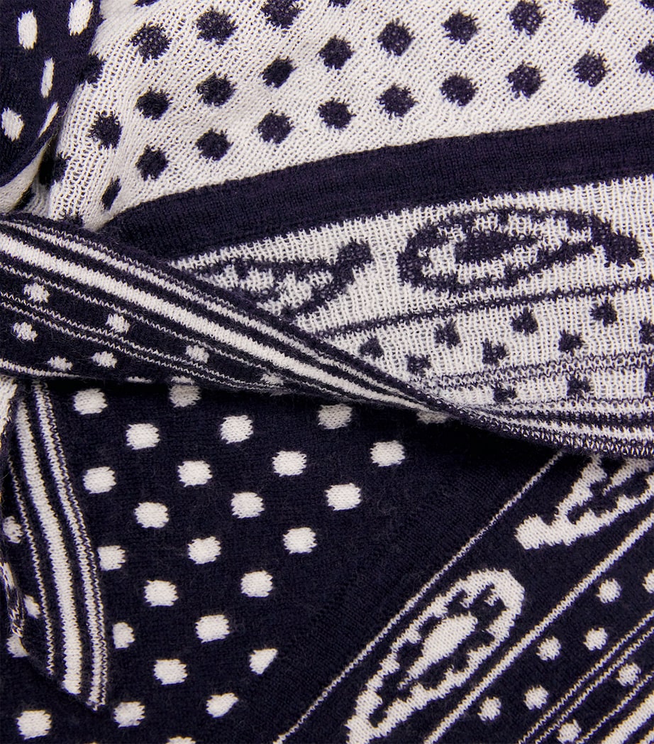 Wool-Cashmere Reversible Paisley Scarf NAVY POLKA DOT Image 4
