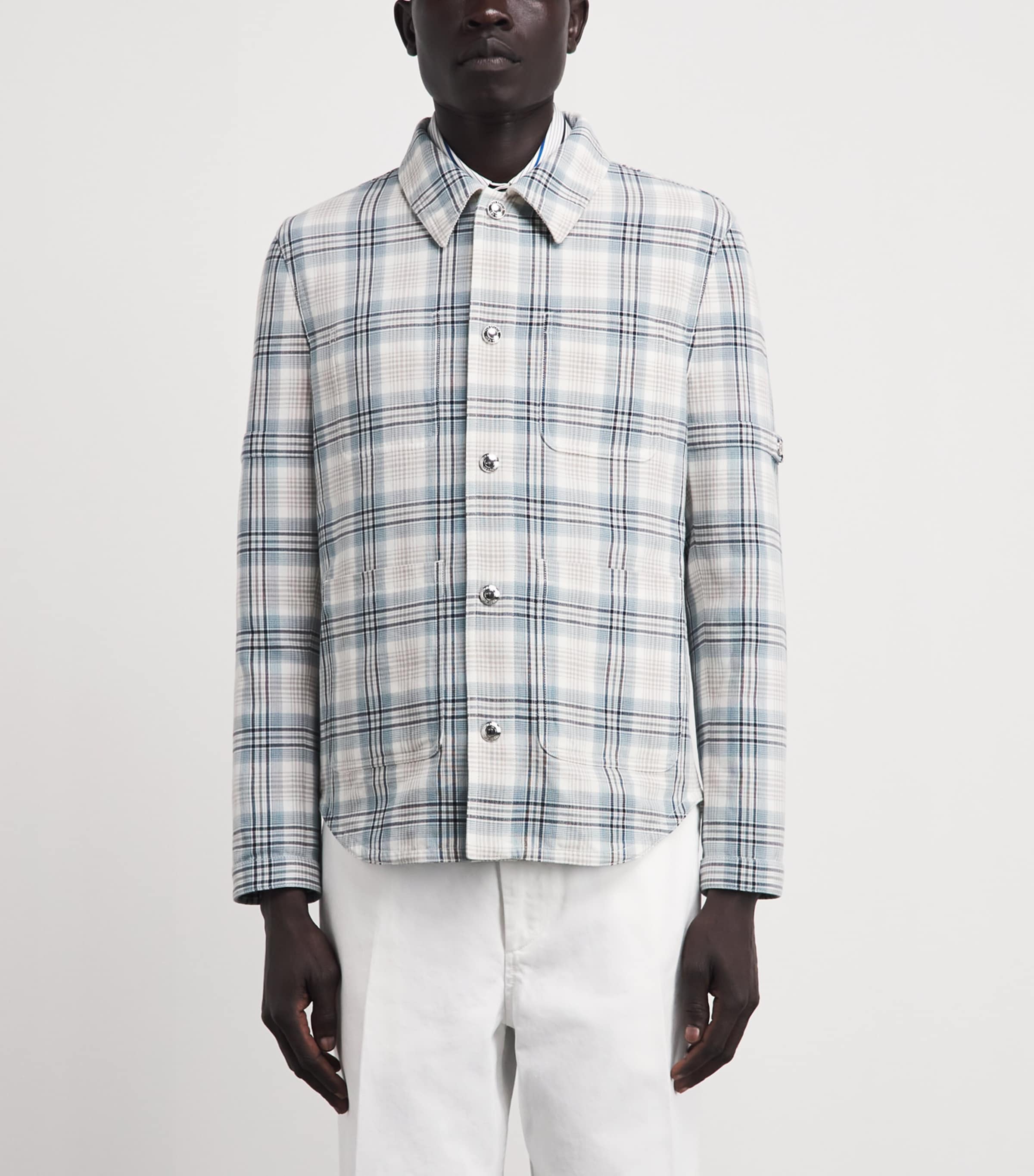 Thom Browne Mens Cotton-Blend Check Utility Shacket Seasonal Multi Image 4