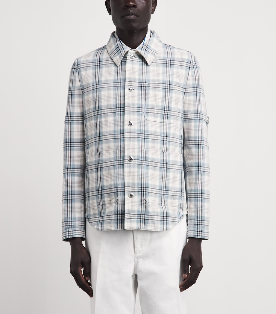 Thom Browne Mens Cotton-Blend Check Utility Shacket Seasonal Multi Image 4