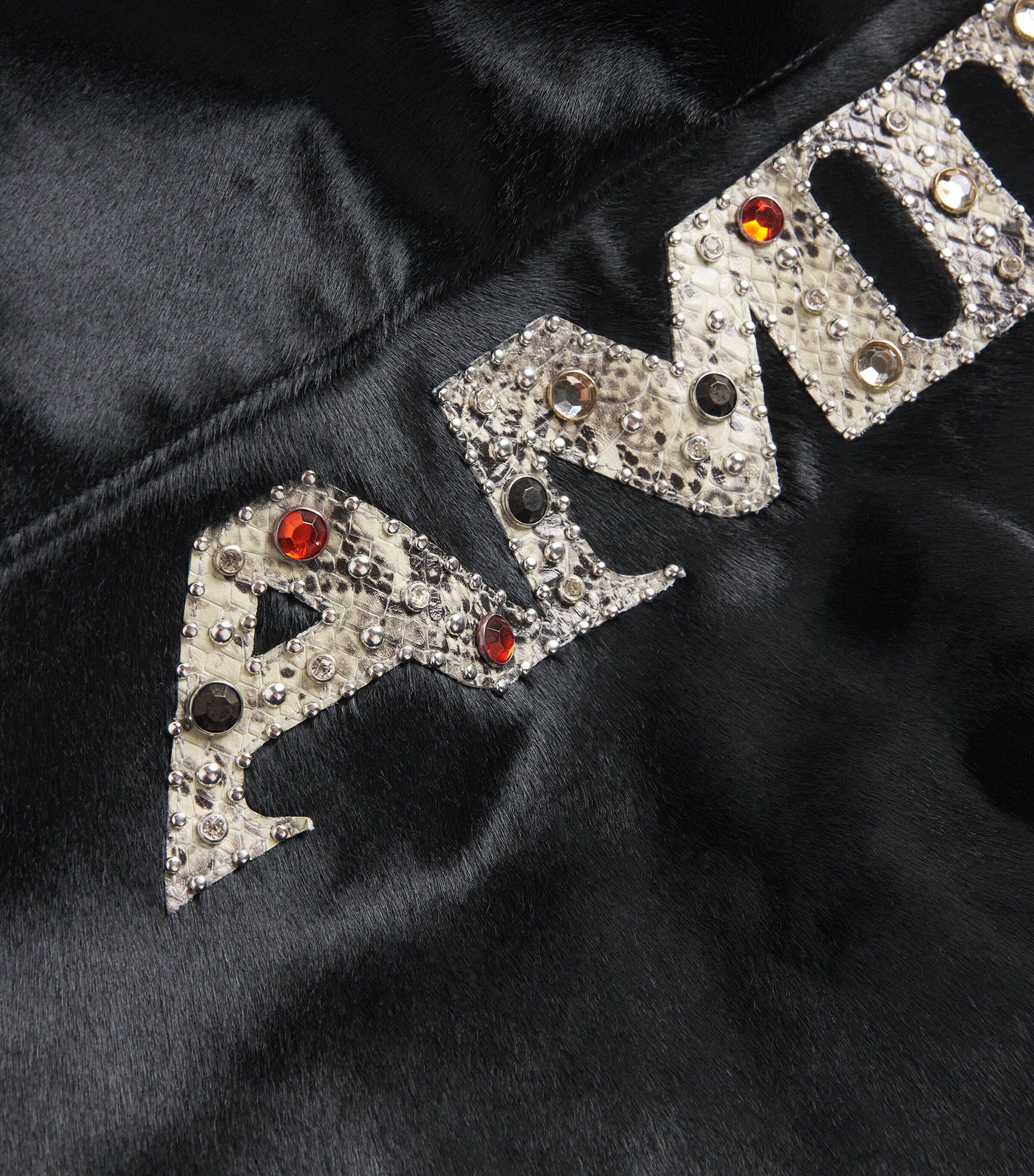 AMIRI Mens Faux Fur Snakeskin Collar Jacket Black Image 5