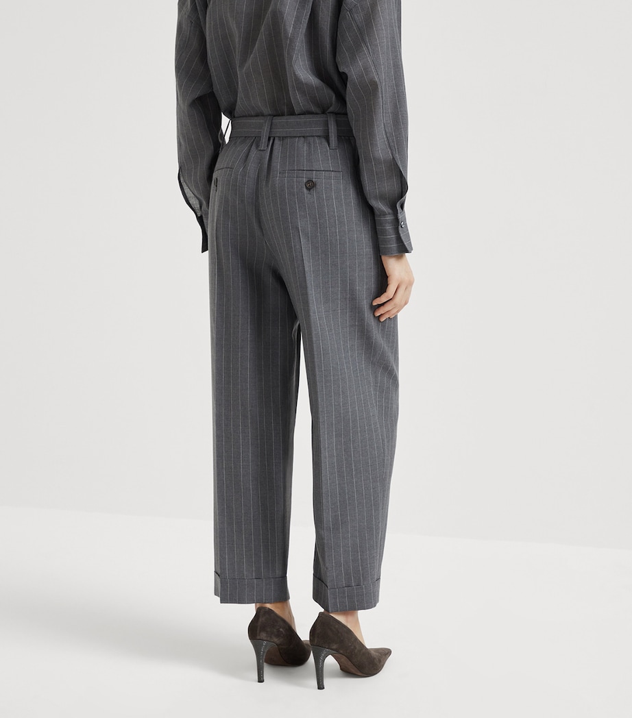 Virgin Wool Wide-Leg Sartorial Tailored Trousers C040 Image 3