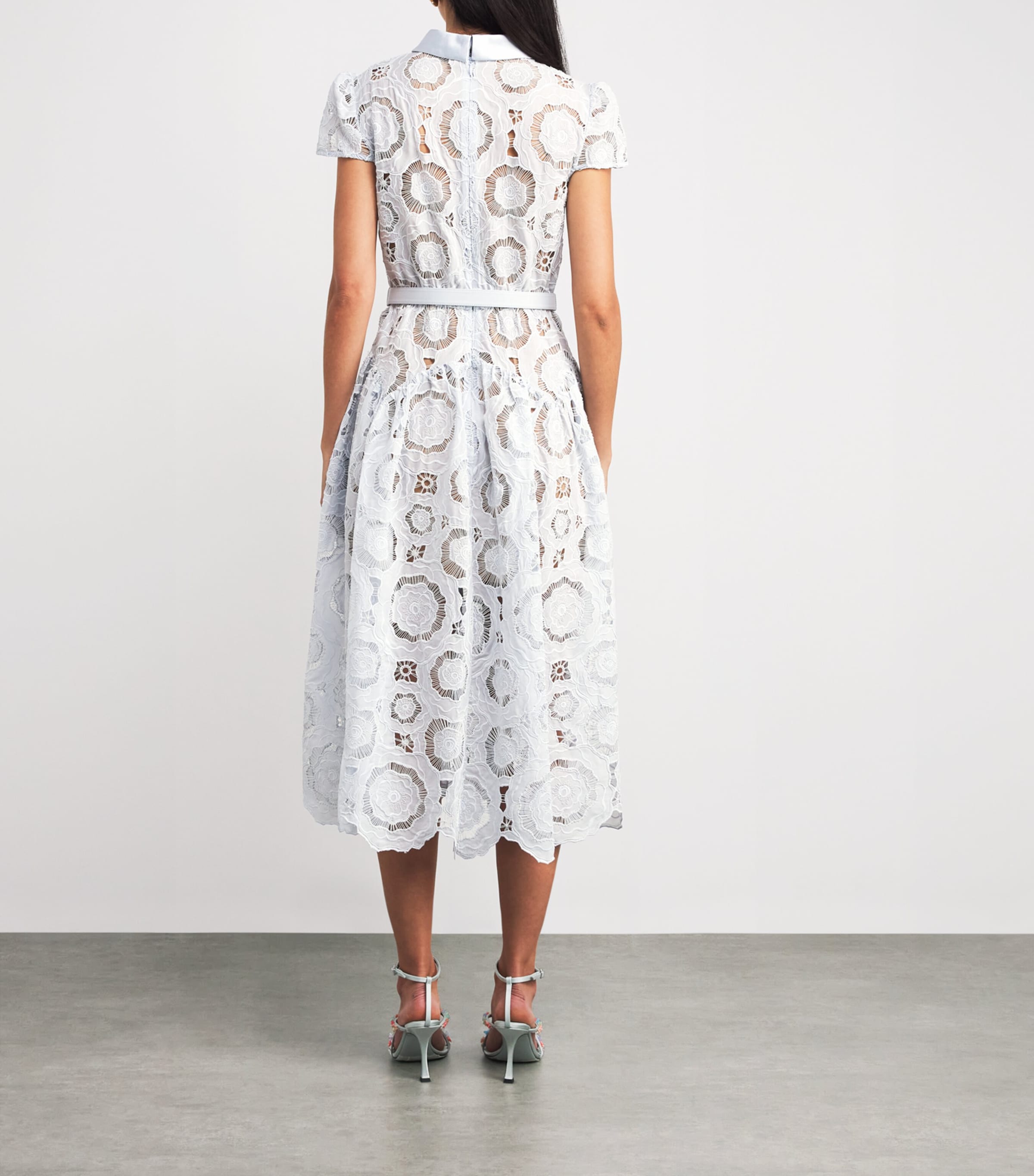 Lace Floral Midi Dress BLUE Image 3