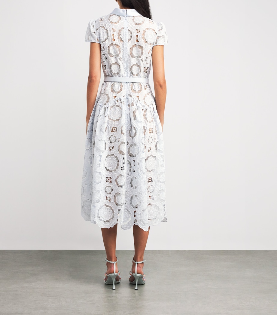 Lace Floral Midi Dress BLUE Image 3