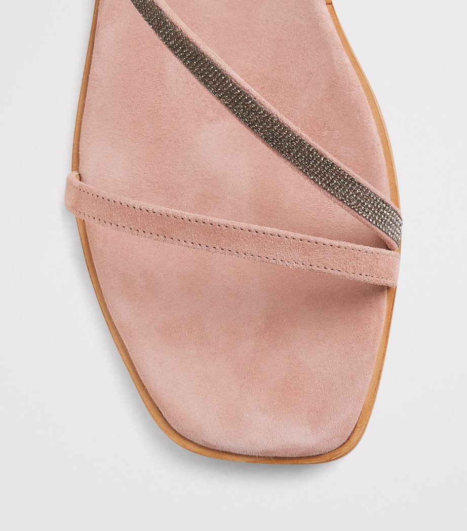 Eleventy Suede Crystal-Embellished Sandals Lampone Image 6