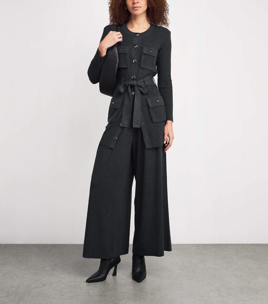 Stretch-Knit Lore Cardigan CHARCL GREY/GUNMTL Image 2