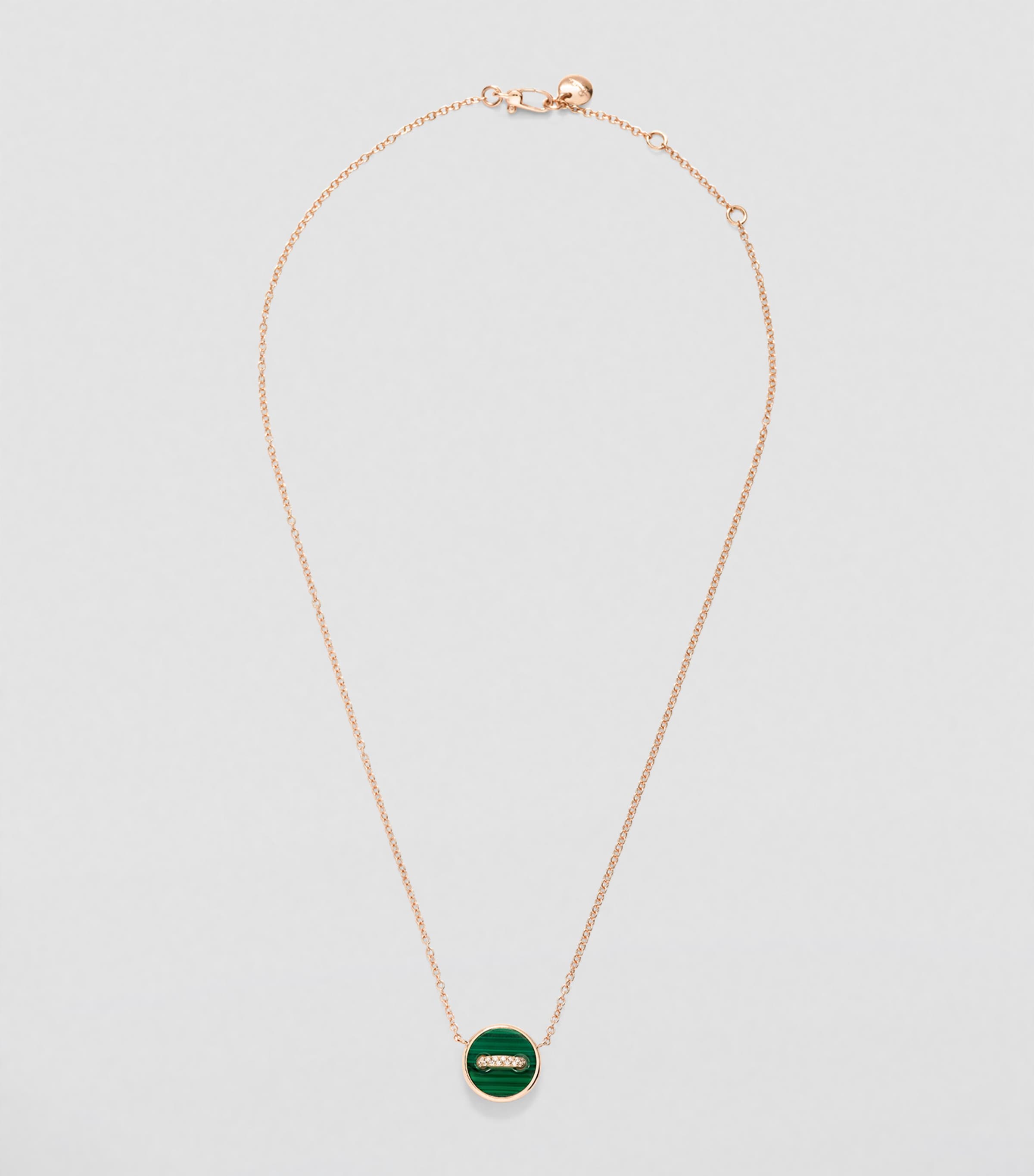 Rose Gold, Diamond, Mother-of-Pearl and Malachite Pom Pom Dot Necklace DB0MY Image 5