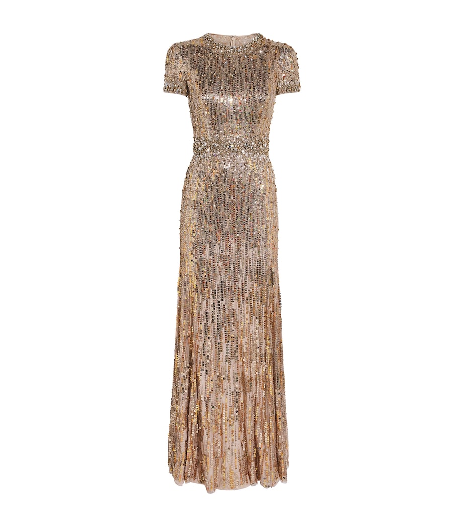 Sequinned Celeste Maxi Dress 2095 PEBBLE Image 1