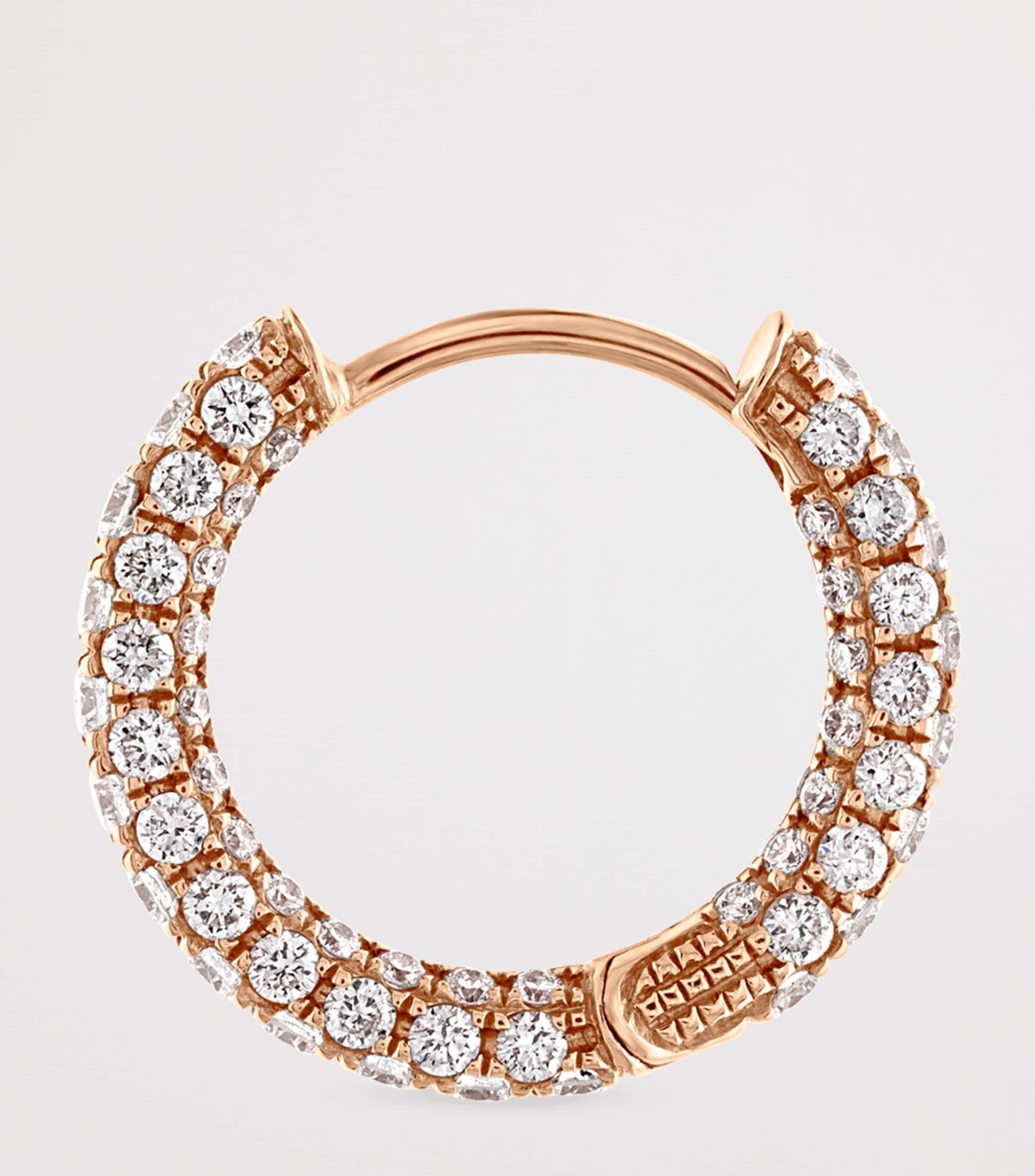 Diamond Five Row Pavé Single Hoop Earring (9.5mm) ROSE GOLD Image 2