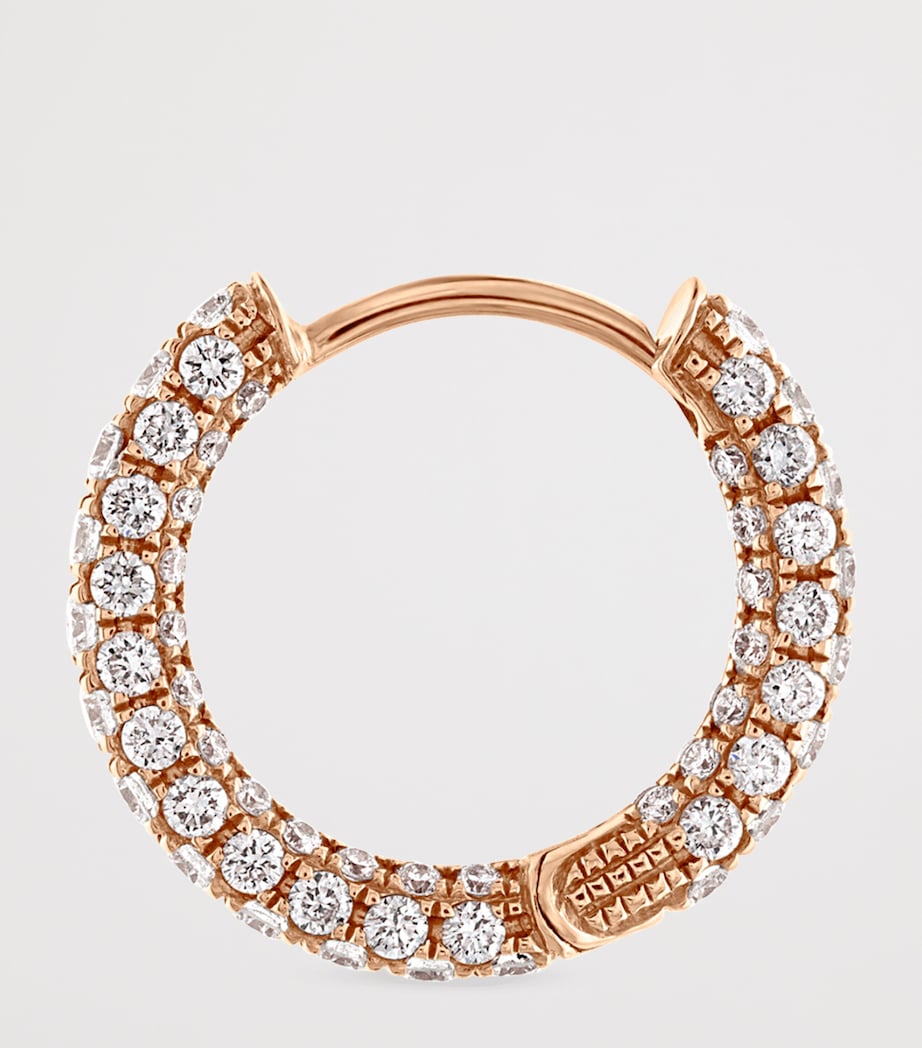 Diamond Five Row Pavé Single Hoop Earring (9.5mm) ROSE GOLD Image 2