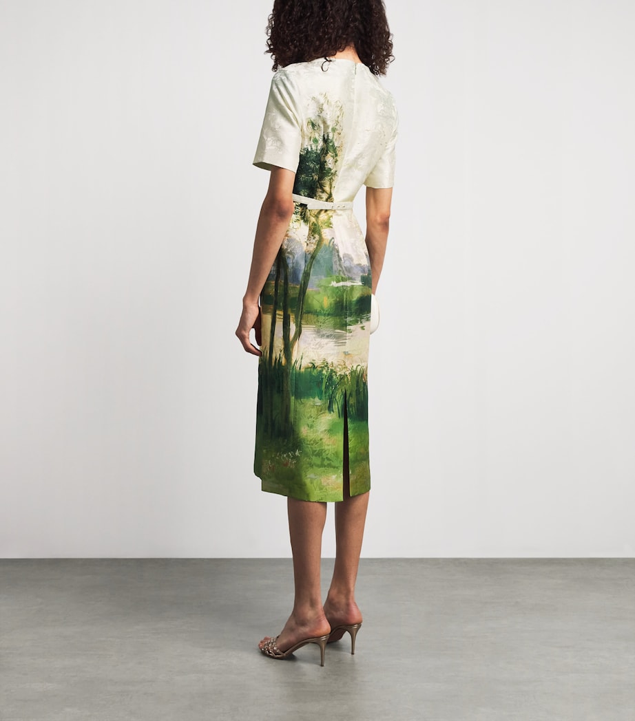LEO LIN Womens Jacquard Elizabeth Midi Dress Serene Print Image 4