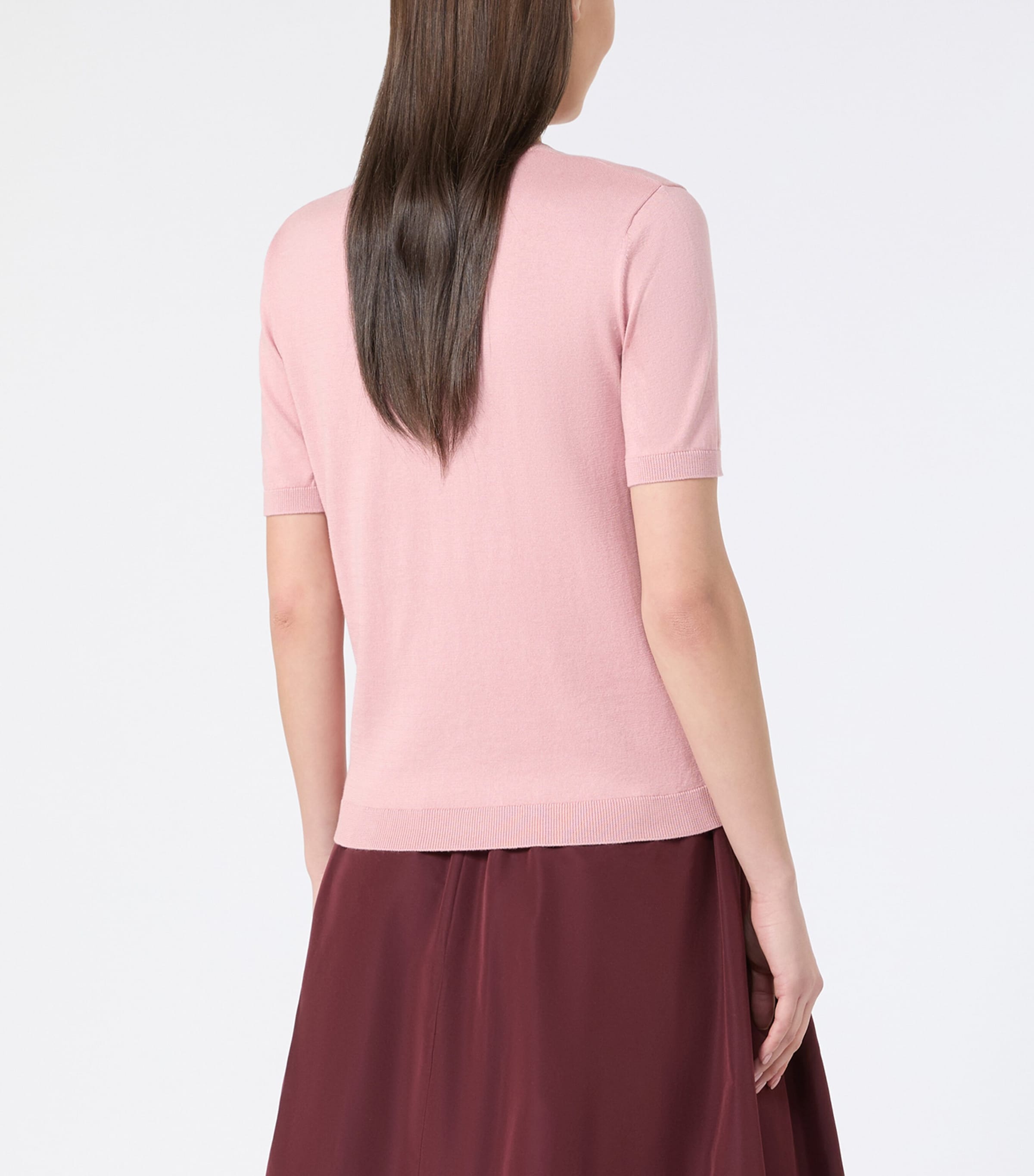 Weekend Max Mara Womens Silk-Cotton Knitted Top Pink Image 3