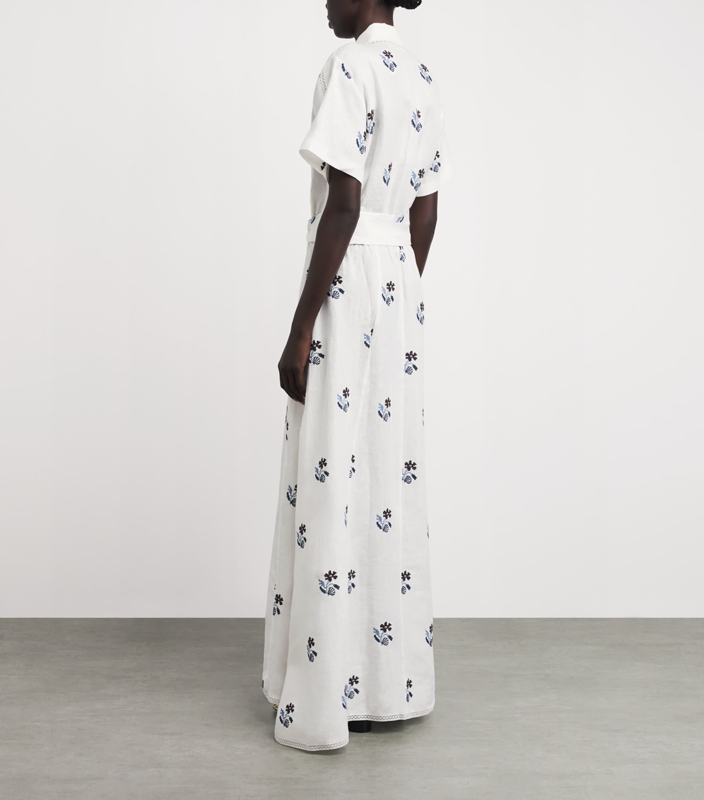 LUG VON SIGA Womens Linen Embroidered Vera Maxi Dress Offwhite Image 4