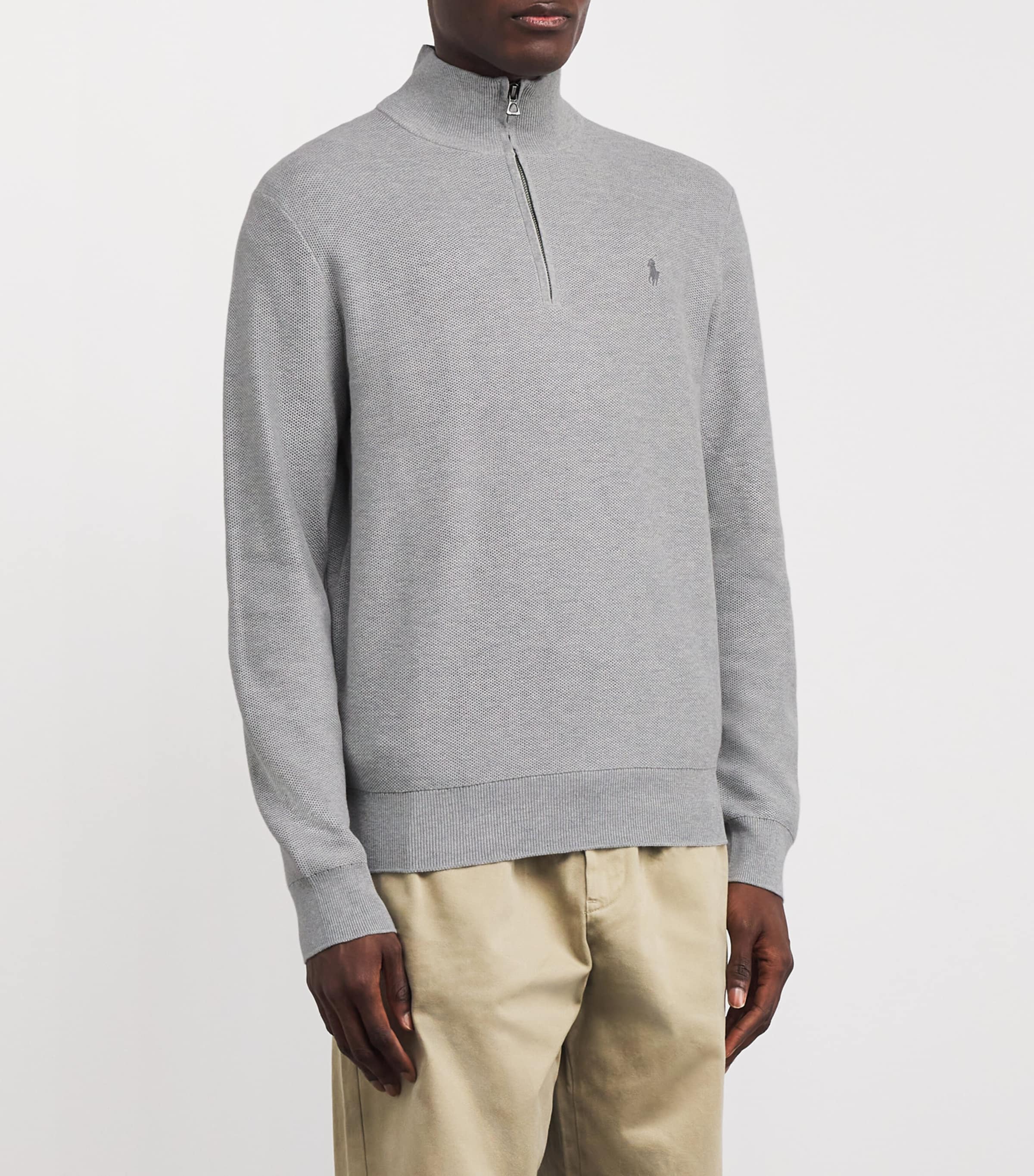 Cotton Half-Zip Sweater GREY Image 3