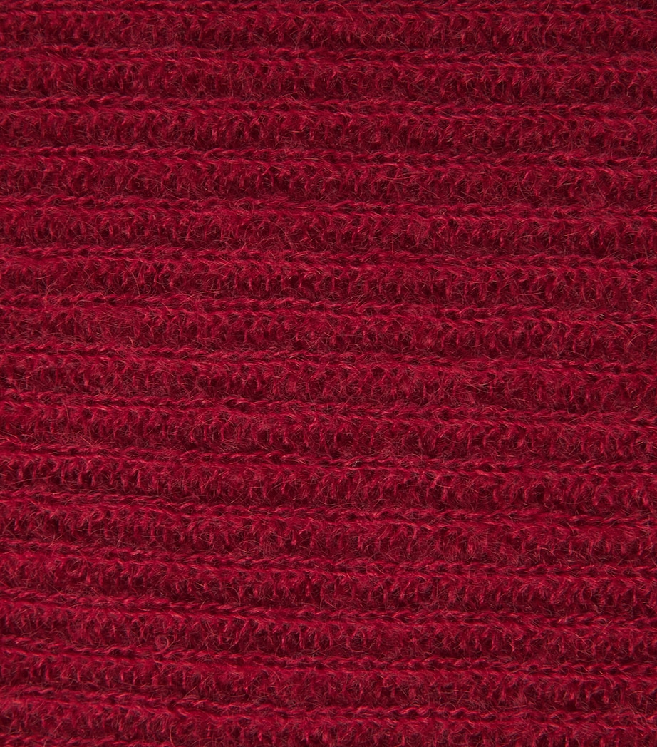 MM Womens Ribbed V-Neck Sweater Dark Red Image 6